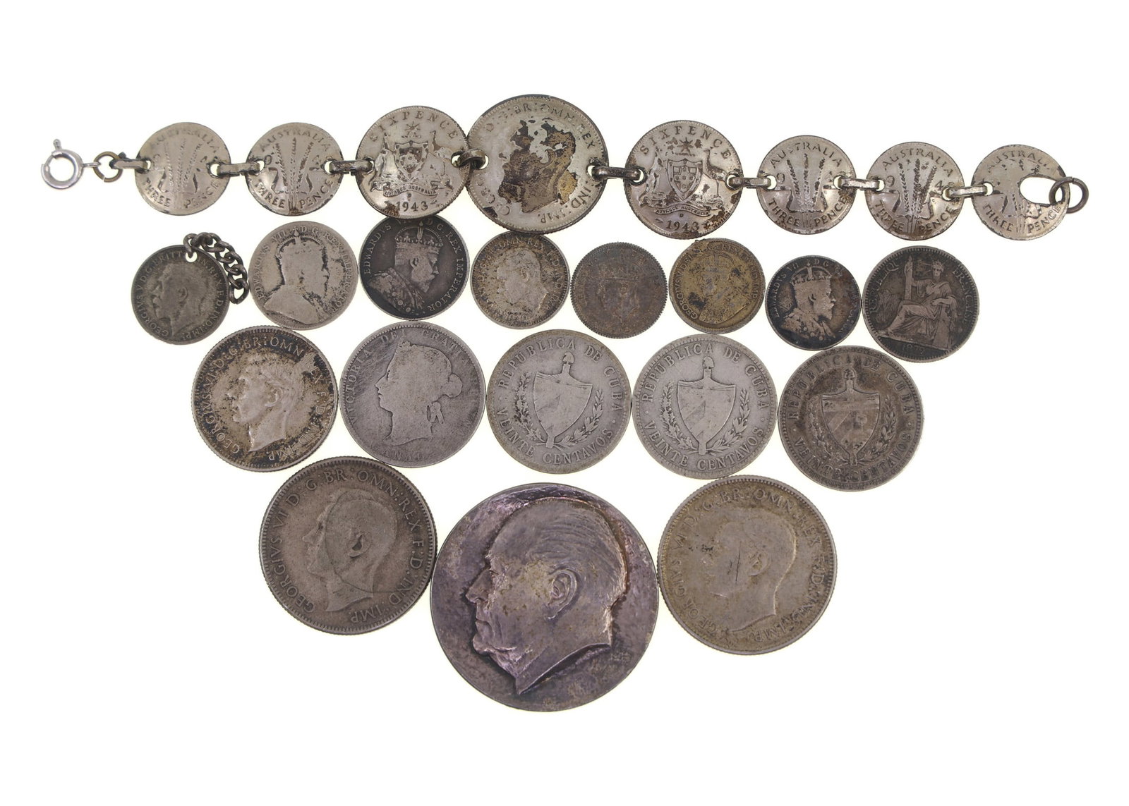 FOREIGN SILVER COINS - .900 & .925: FOREIGN SILVER COINS - .900 & .925 Foreign mixed denomination coins, .900 silver and .925 silver composition. Weight: 108g IMPORTANT NOTE - PLEASE READ: OUR IN-HOUSE SHIPPING & INVOICING Shippin
