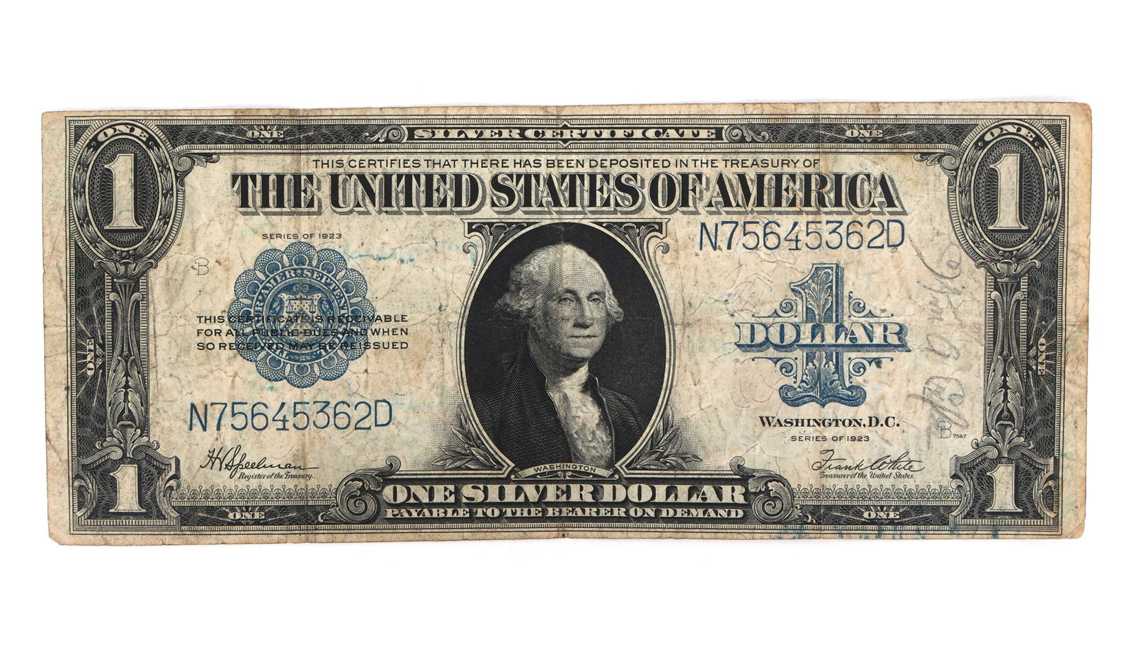 1923 US $1 BLUE SEAL SILVER CERTIFICATE NOTE (1 of 2)