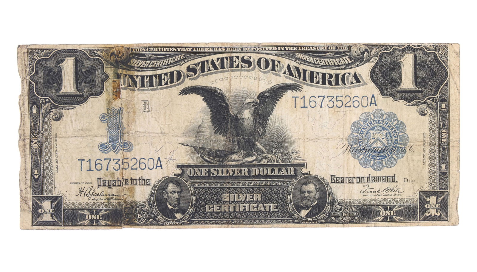 1899 US $1 BLUE SEAL SILVER CERTIFICATE "BLACK EAGLE" (1 of 2)