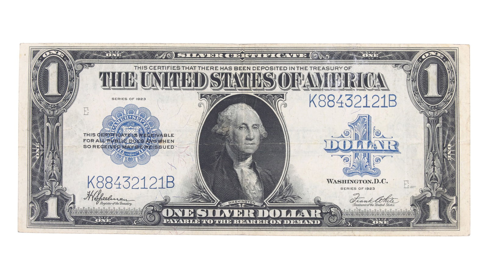 1923 US $1 BLUE SEAL SILVER CERTIFICATE "HORSE BLANKET" (1 of 2)