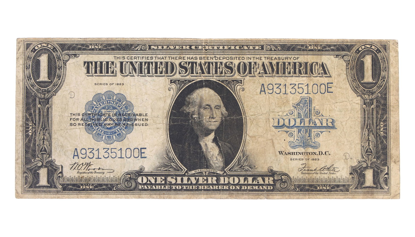 1923 US $1 BLUE SEAL SILVER CERTIFICATE "HORSE BLANKET" (1 of 2)