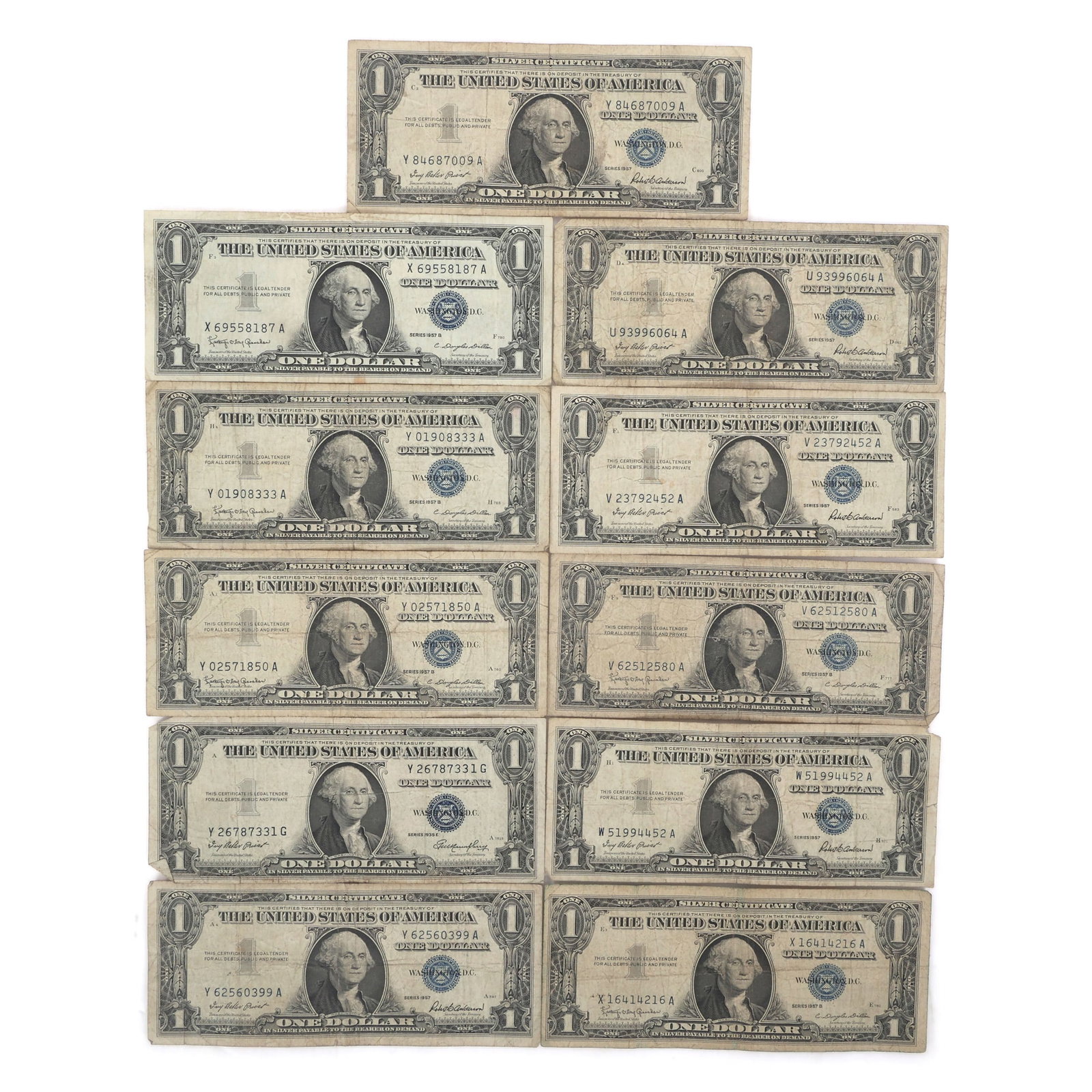 US $1 BLUE SEAL SILVER CERTIFICATES - LOT OF 11 (1 of 5)