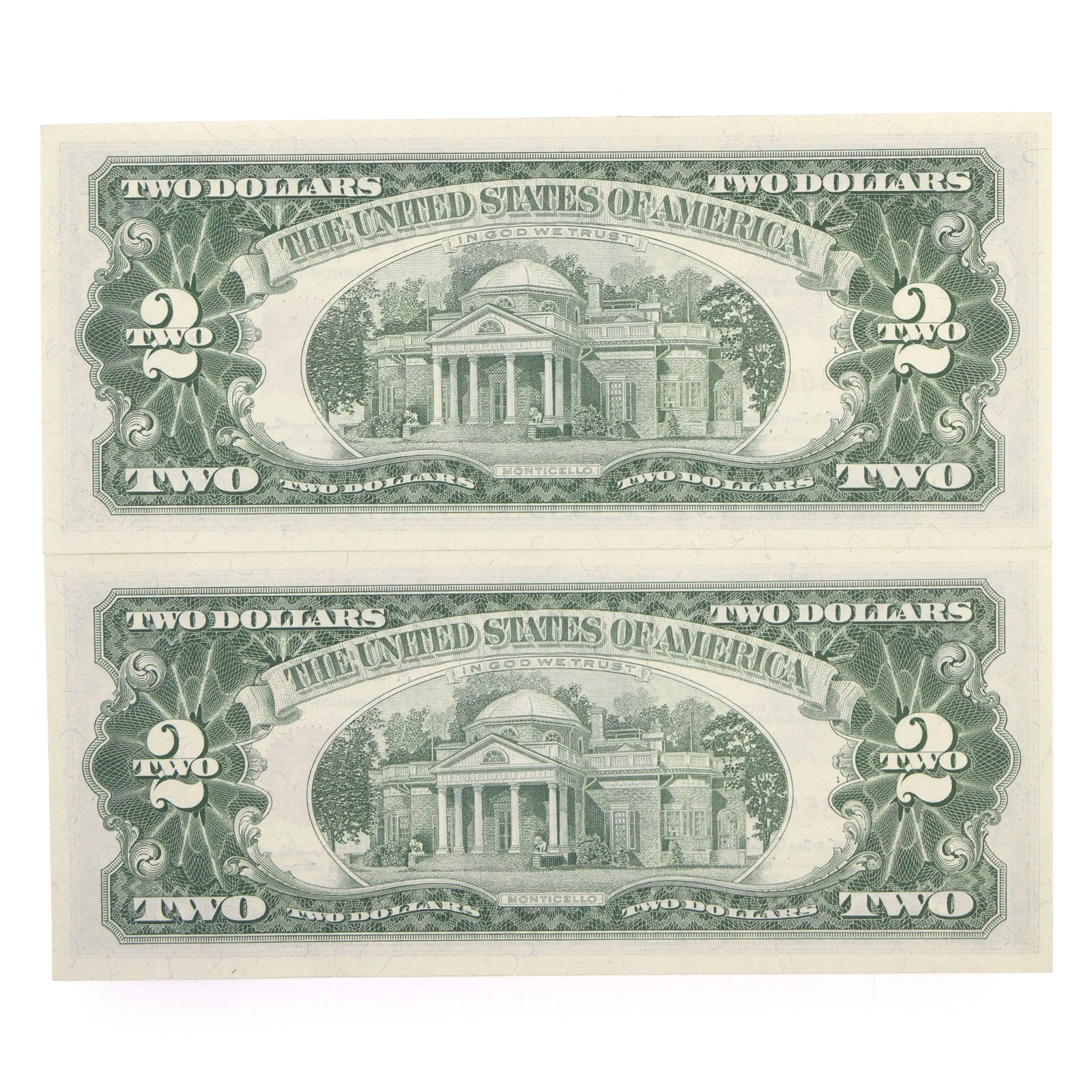 1963 US $2 RED SEAL NOTES - SEQUENTIAL SERIAL NUMBERS - 15