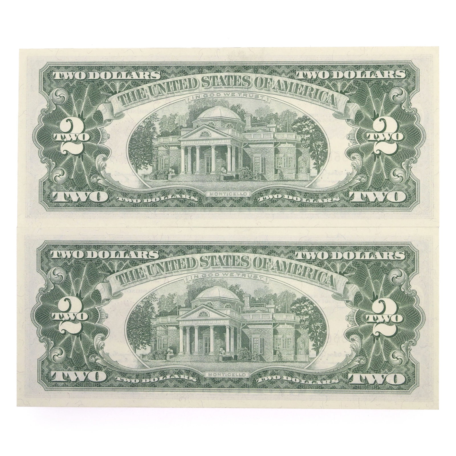 1963 US $2 RED SEAL NOTES - SEQUENTIAL SERIAL NUMBERS - 17