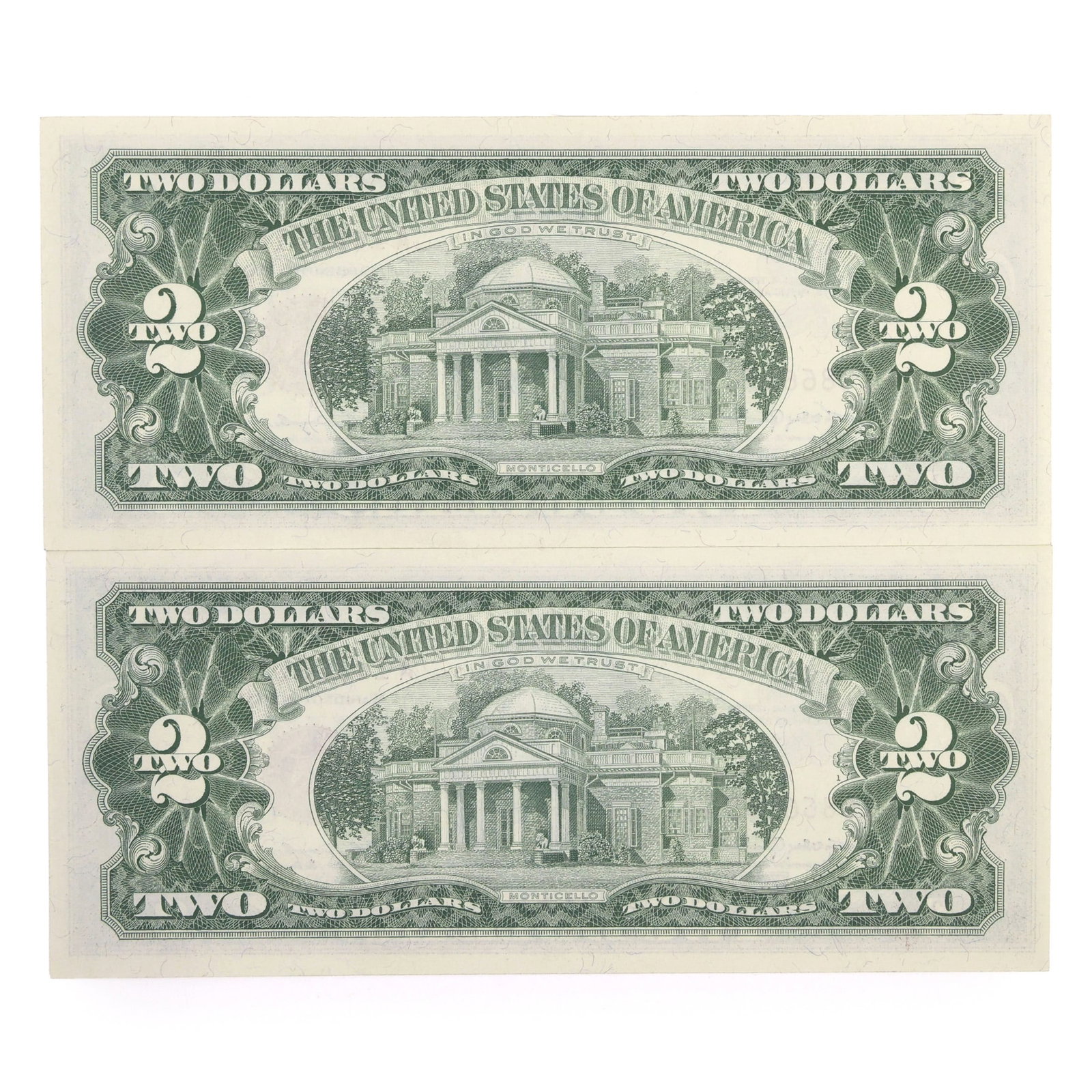1963 US $2 RED SEAL NOTES - SEQUENTIAL SERIAL NUMBERS - 3