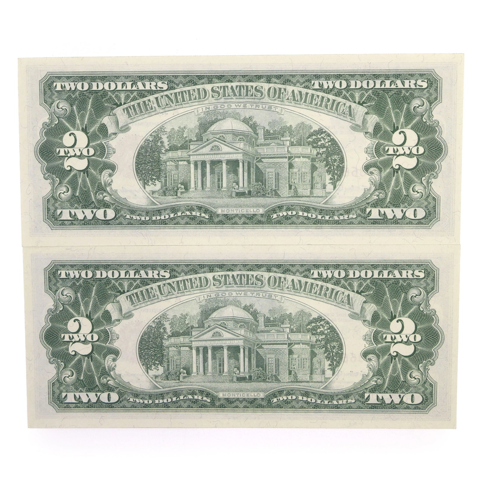 1963 US $2 RED SEAL NOTES - SEQUENTIAL SERIAL NUMBERS - 5