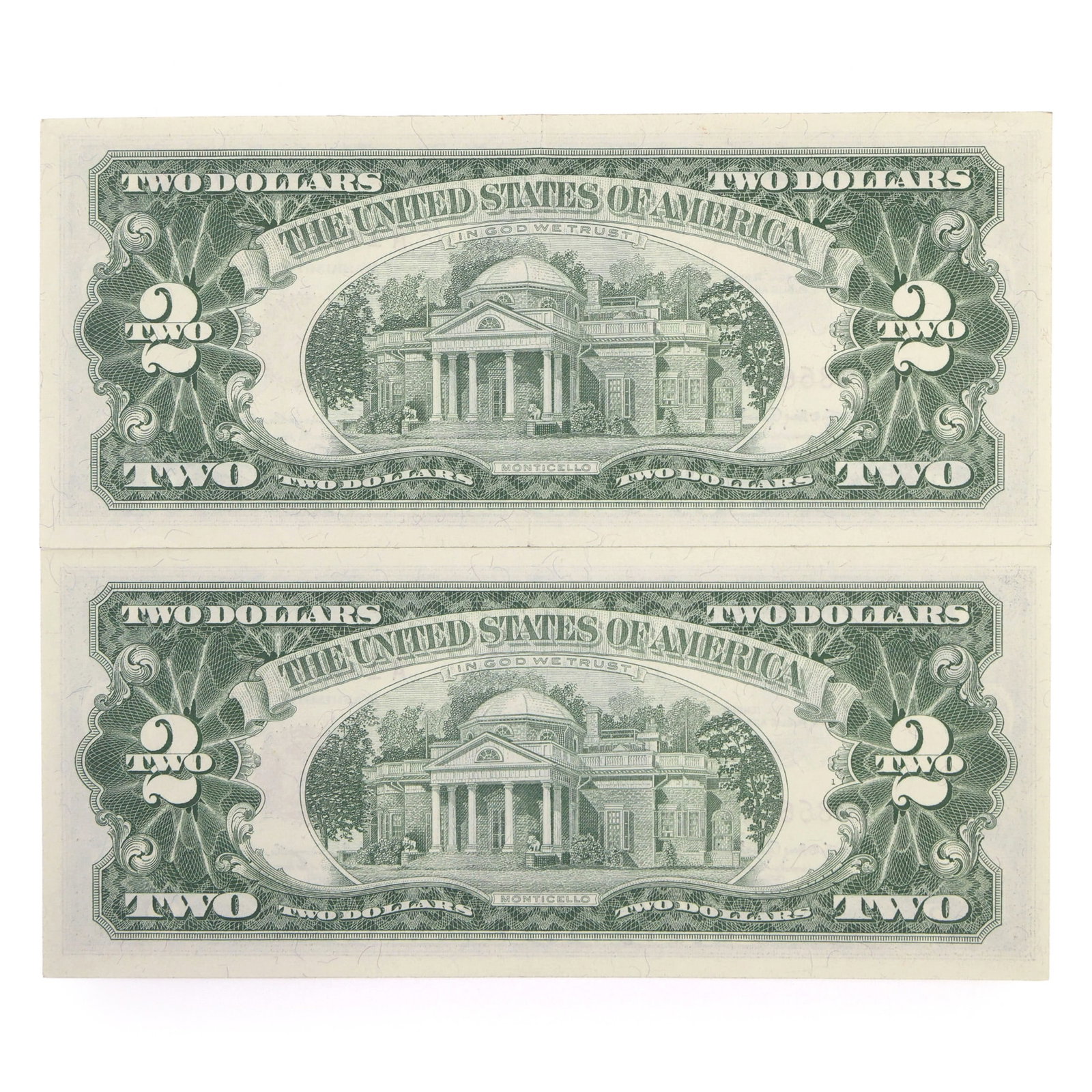 1963 US $2 RED SEAL NOTES - SEQUENTIAL SERIAL NUMBERS - 7