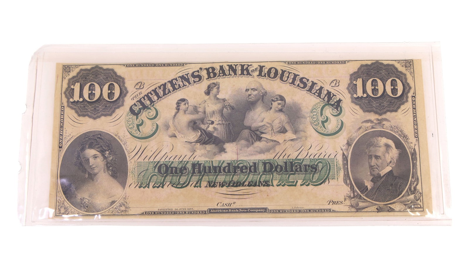 OBSOLETE 19TH C. $100 CITIZENS BANK OF LOUISIANA NOTE: OBSOLETE 19TH C. $100 CITIZENS BANK OF LOUISIANA NOTE Obsolete 19th-century $100 note from Citizens Bank of Louisiana, New Orleans. IMPORTANT NOTE - PLEASE READ: OUR IN-HOUSE SHIPPING