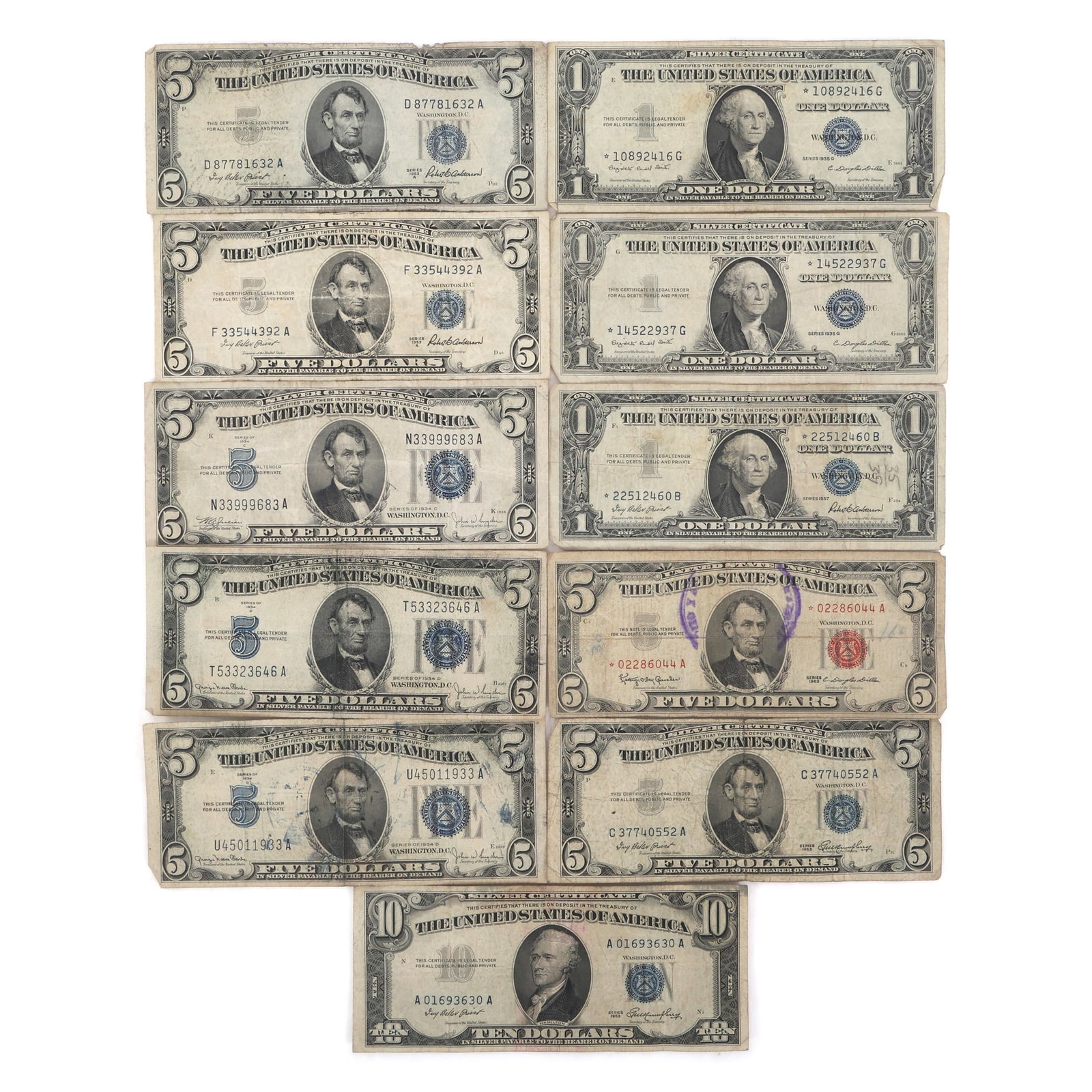 US $1, $5 & $10 SILVER CERTIFICATES (1 of 5)