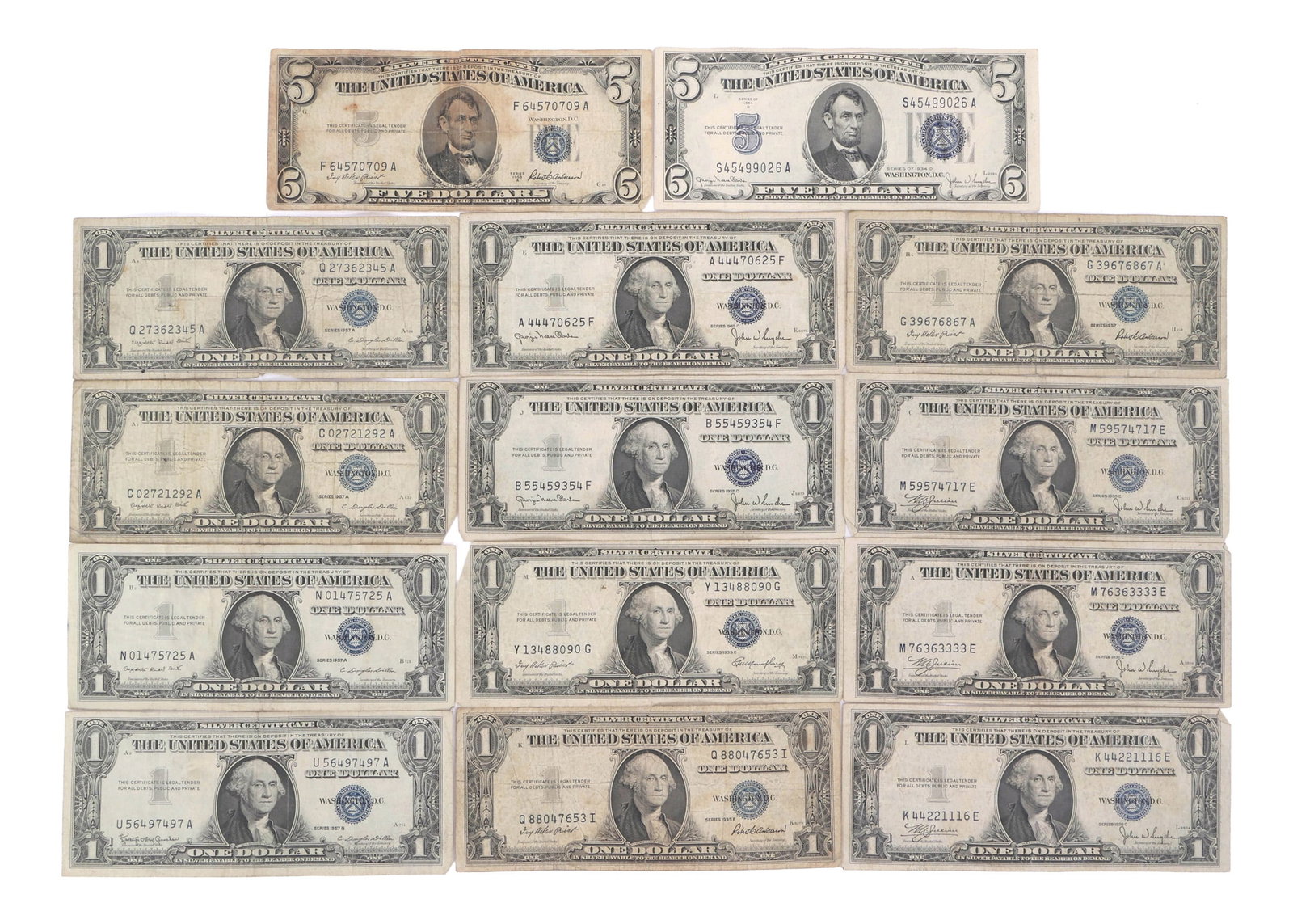 1934-1957 US $1 & $5 SILVER CERTIFICATES - SMALL SIZE (1 of 2)