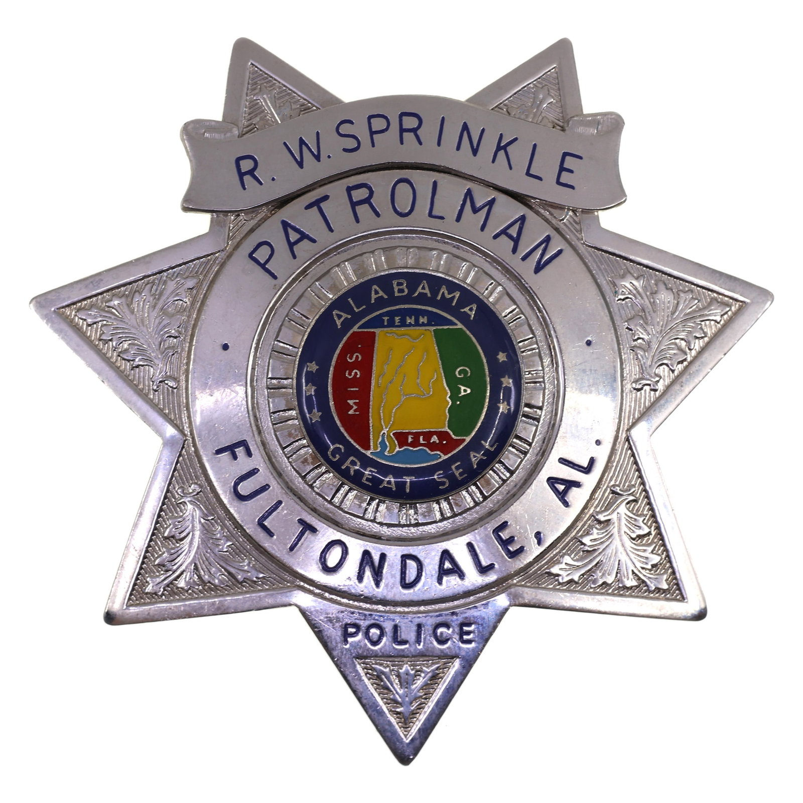 OBSOLETE FULTONDALE ALABAMA POLICE PATROLMAN BADGE (1 of 2)