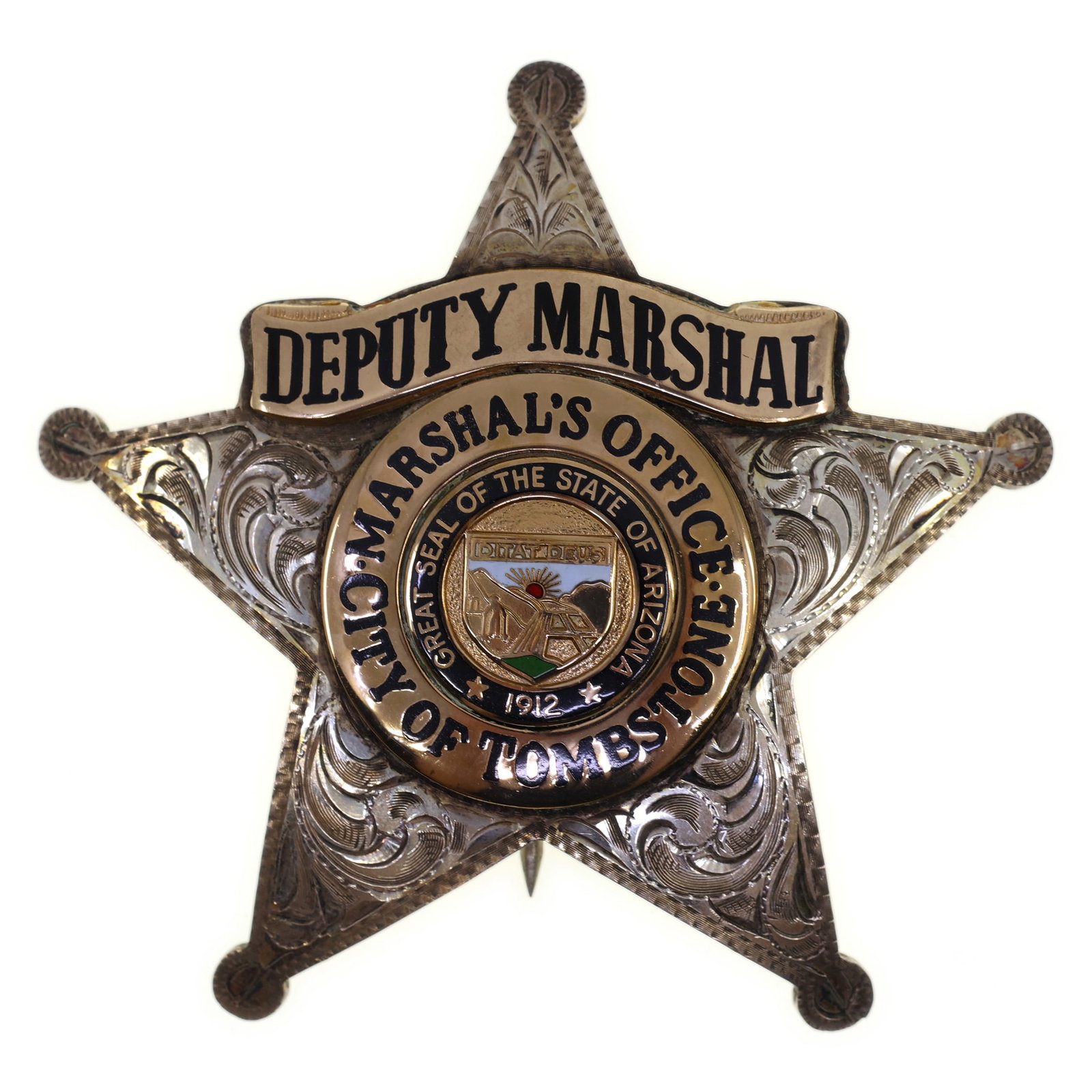 OBSOLETE .925 SILVER TOMBSTONE AZ DEPUTY MARSHAL BADGE (1 of 3)