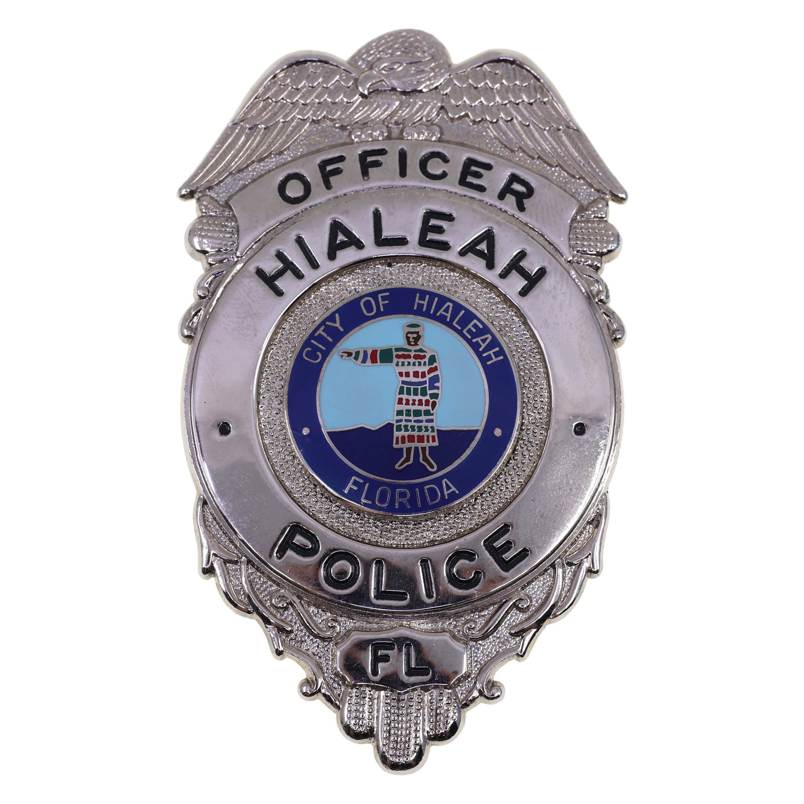 OBSOLETE HIALEAH CITY FLORIDA POLICE OFFICER BADGE (1 of 2)
