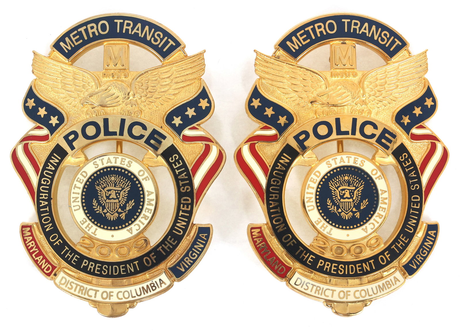 OBSOLETE METRO TRANSIT POLICE PRES. INAUGURATION BADGES (1 of 2)