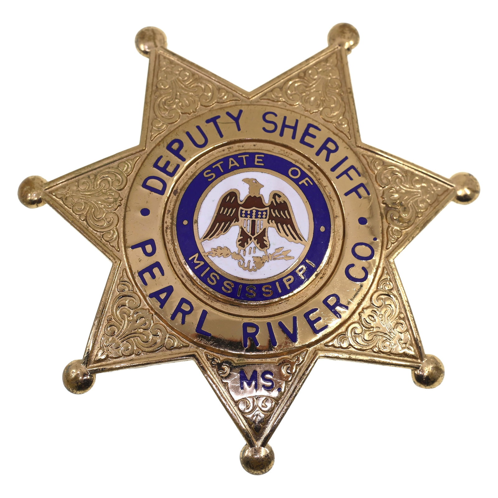 OBSOLETE PEARL RIVER COUNTY MS DEPUTY SHERIFF BADGE (1 of 2)