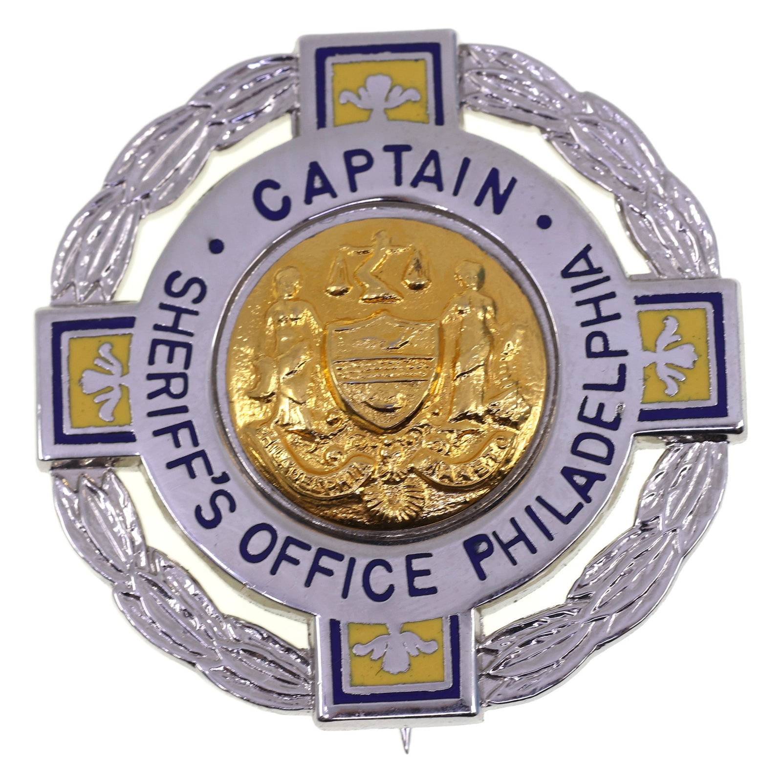 OBSOLETE PHILADELPHIA PA SHERIFF'S OFFICE CAPTAIN BADGE (1 of 2)