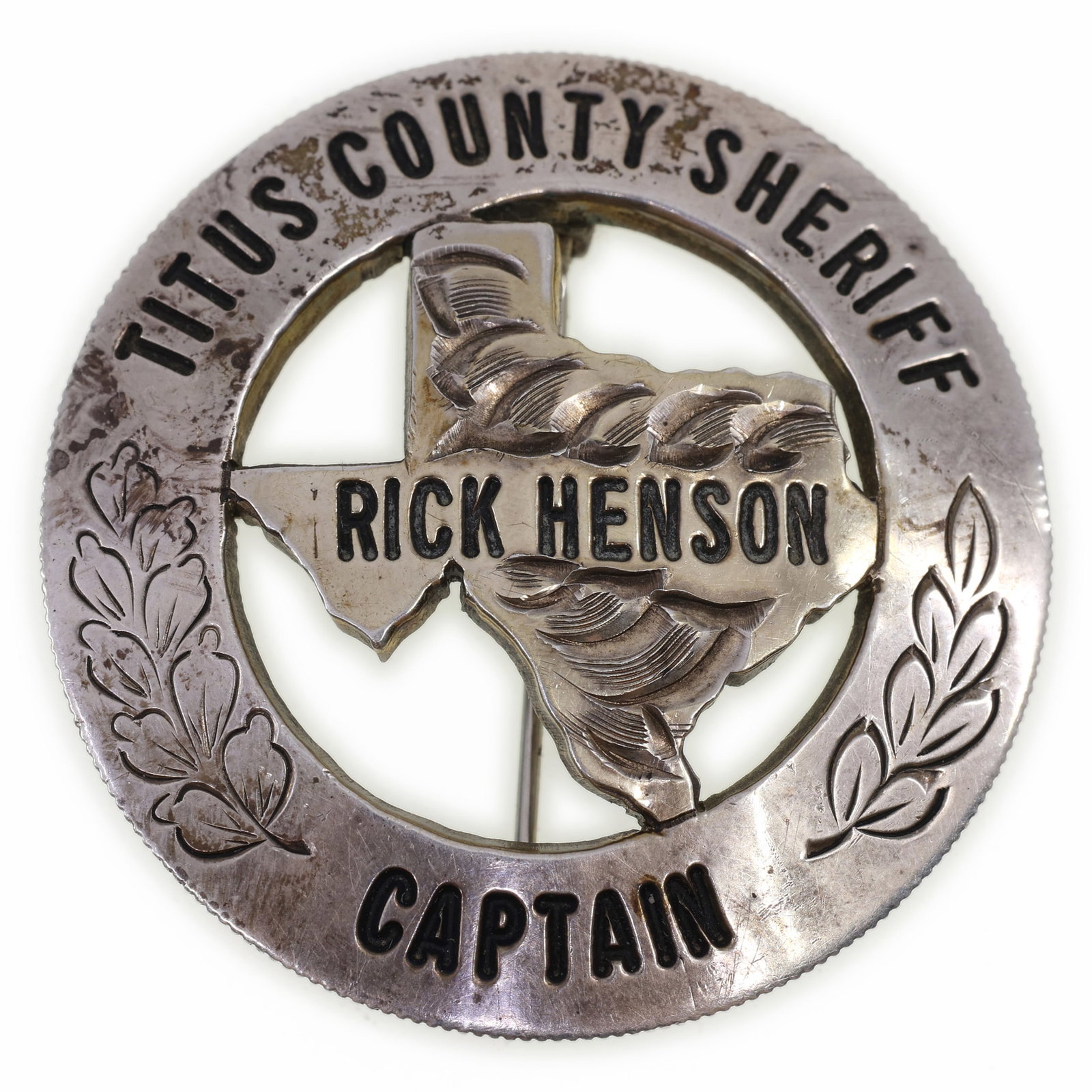 90% SILVER CUSTOM TITUS CO. TX SHERIFF CAPTAIN BADGE (1 of 2)