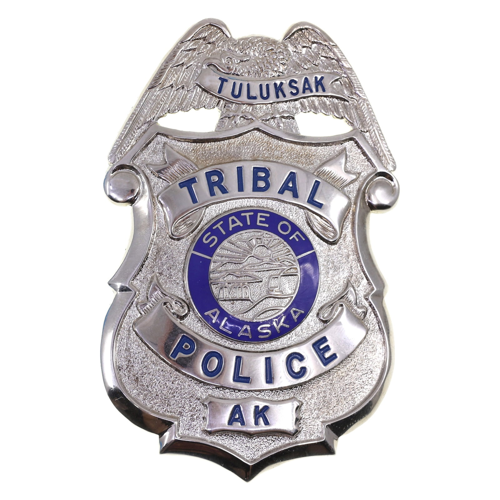 OBSOLETE TULUKSAK ALASKA TRIBAL POLICE BADGE: OBSOLETE TULUKSAK ALASKA TRIBAL POLICE BADGE Obsolete Tuluksak, Alaska Tribal Police Badge. Maker marked by TCI Custom Insignia on the reverse. Measurements: 2" - 3" IMPORTANT NOTE - PLEASE READ: OUR 