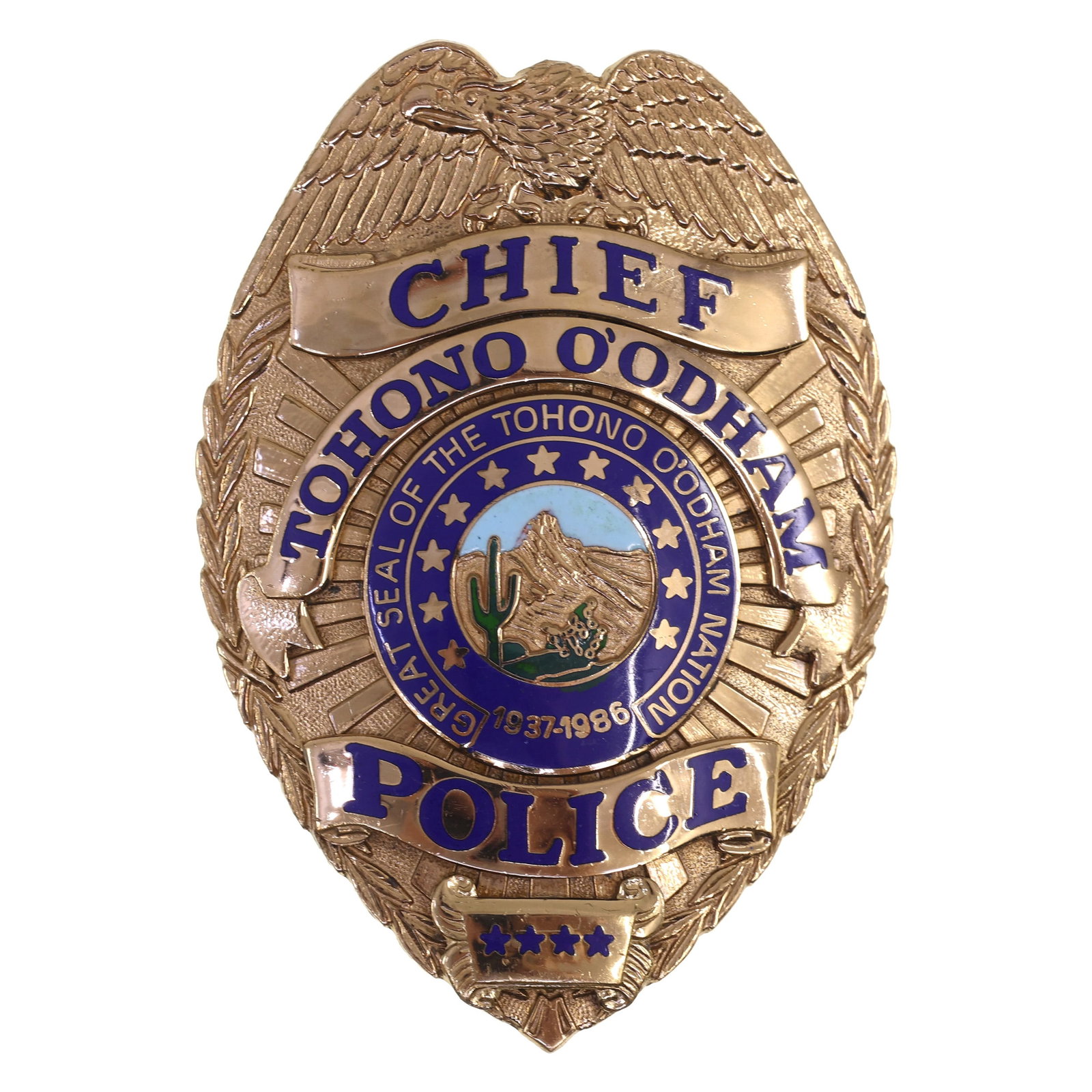OBSOLETE TOHONO O'ODHAM POLICE CHIEF BADGE (1 of 2)