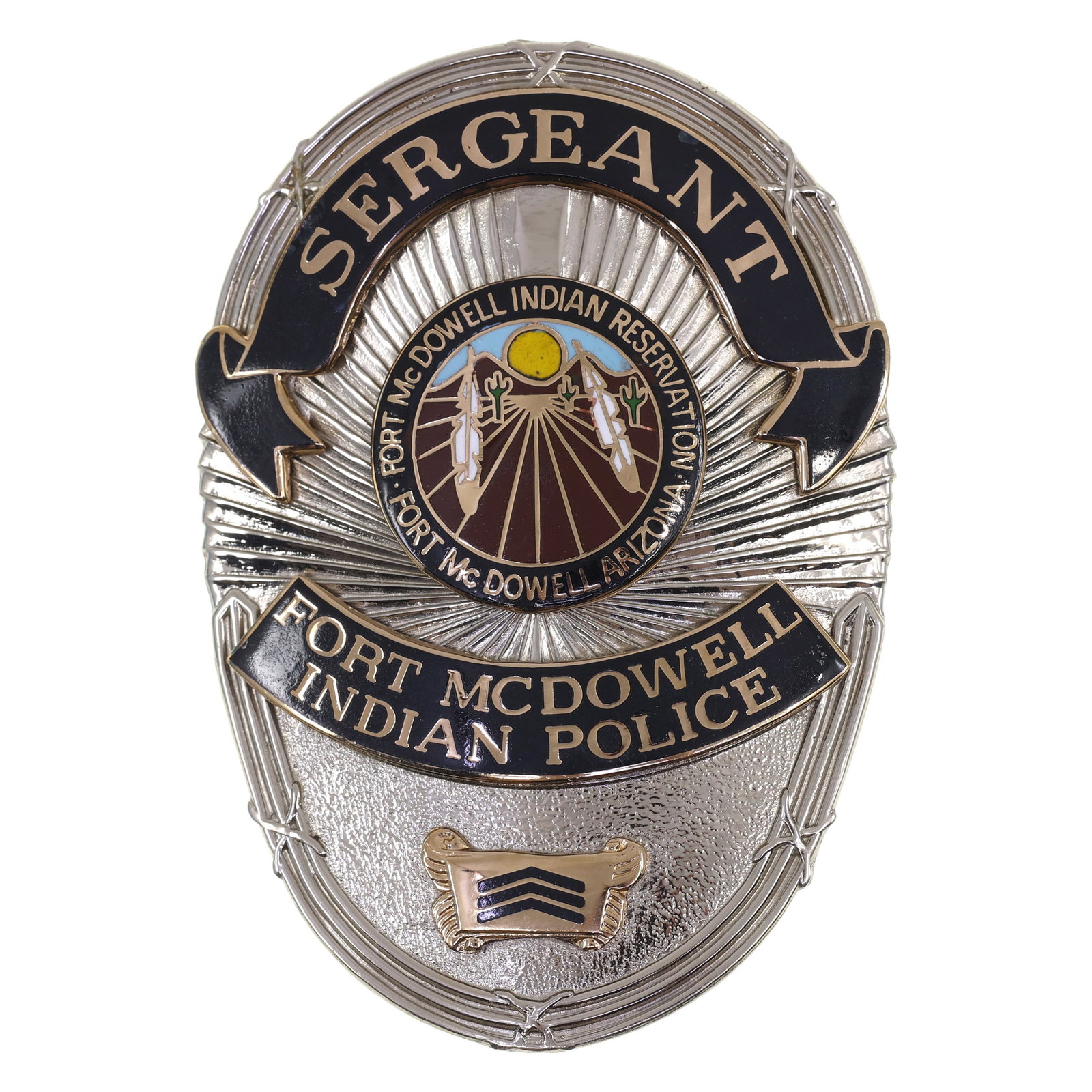 OBSOLETE FT MCDOWELL AZ INDIAN POLICE SERGEANT BADGE (1 of 2)
