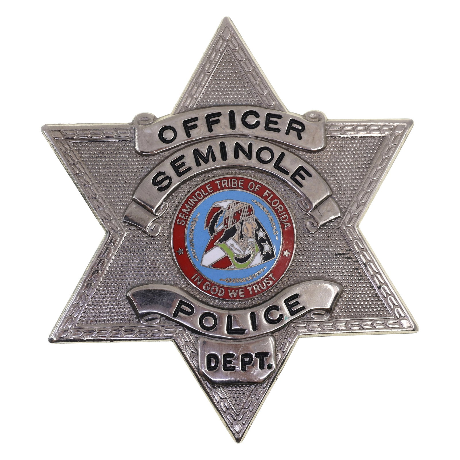 OBSOLETE SEMINOLE POLICE DEPT. OFFICER BADGE (1 of 2)
