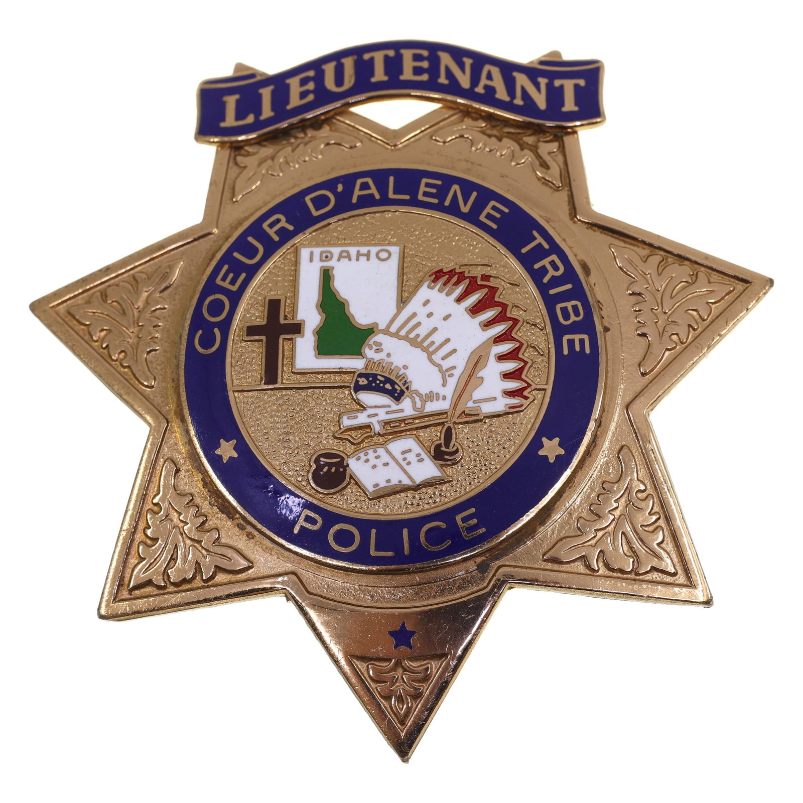 OBSOLETE COEUR D'ALENE TRIBE POLICE LIEUTENANT BADGE (1 of 2)