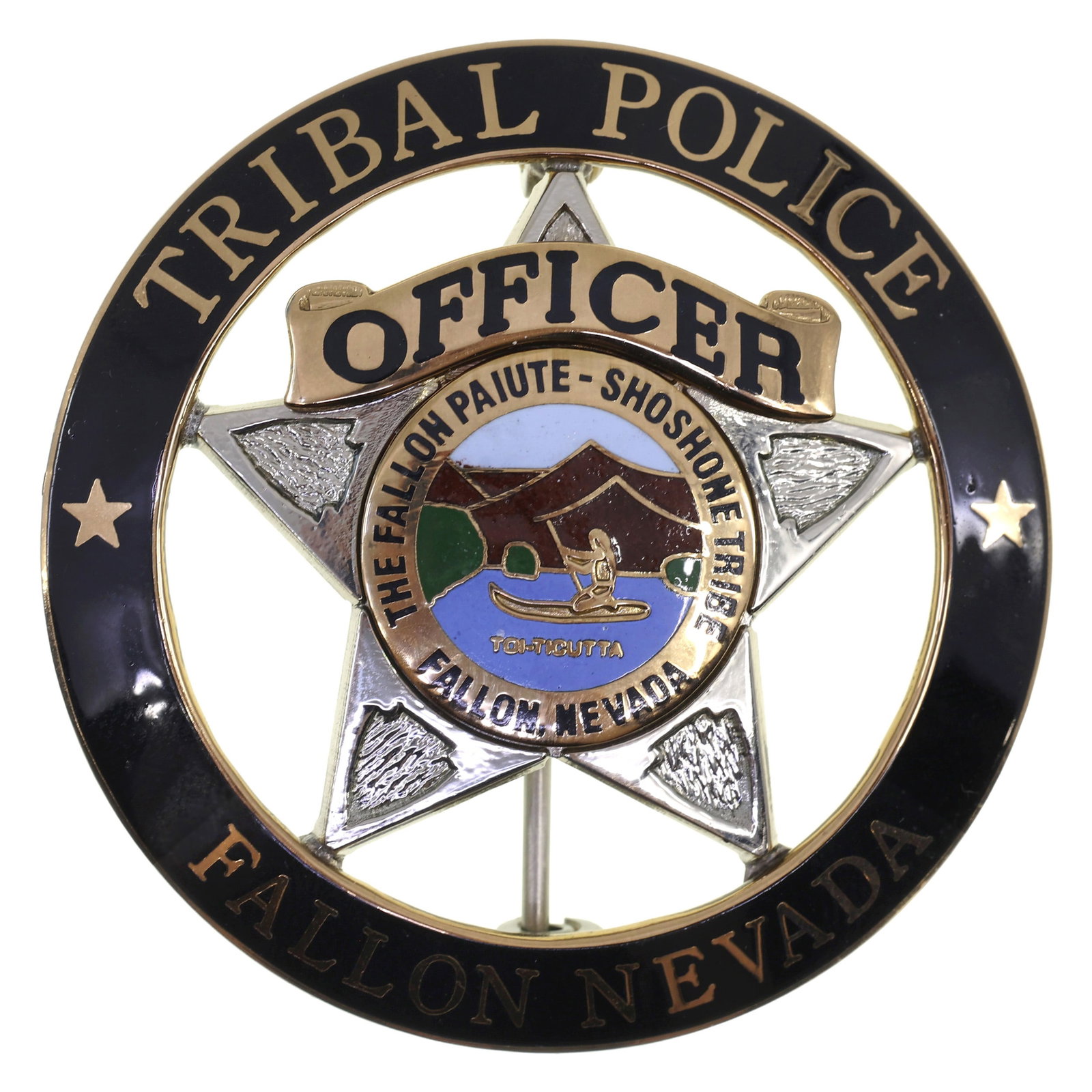 OBSOLETE FALLON NEVADA TRIBAL POLICE OFFICER BADGE (1 of 2)