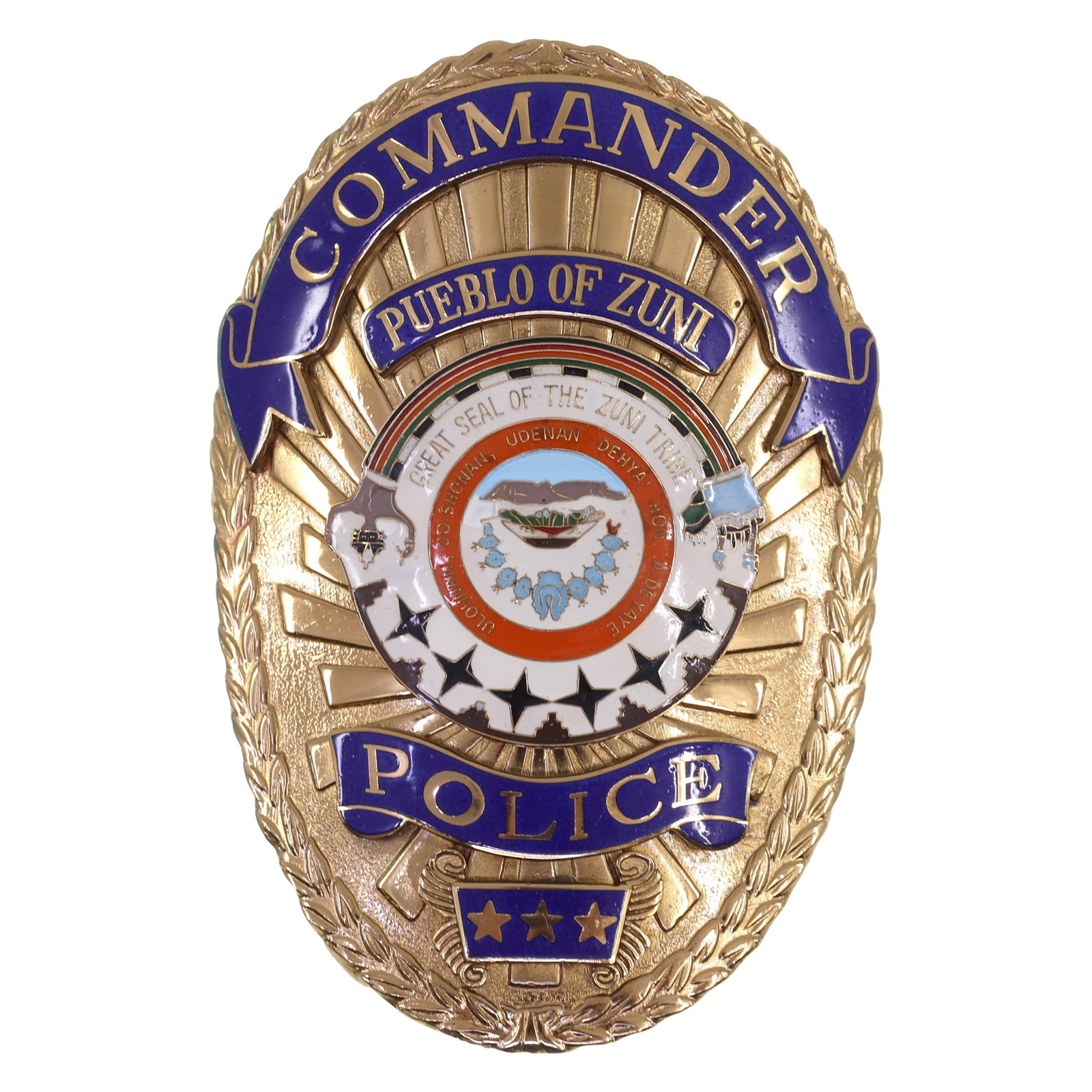 OBSOLETE PUEBLO OF ZUNI NM POLICE COMMANDER BADGE (1 of 2)