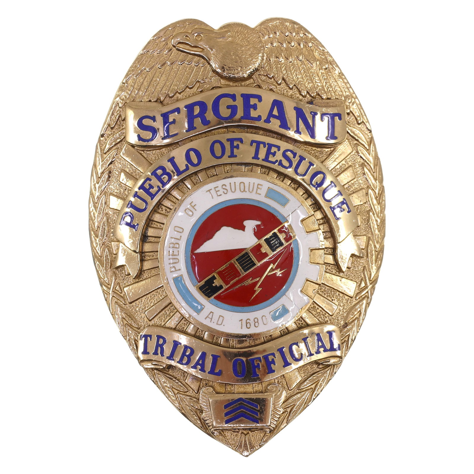 OBSOLETE PUEBLO OF TESUQUE NM TRIBAL OFFICIAL BADGE (1 of 2)