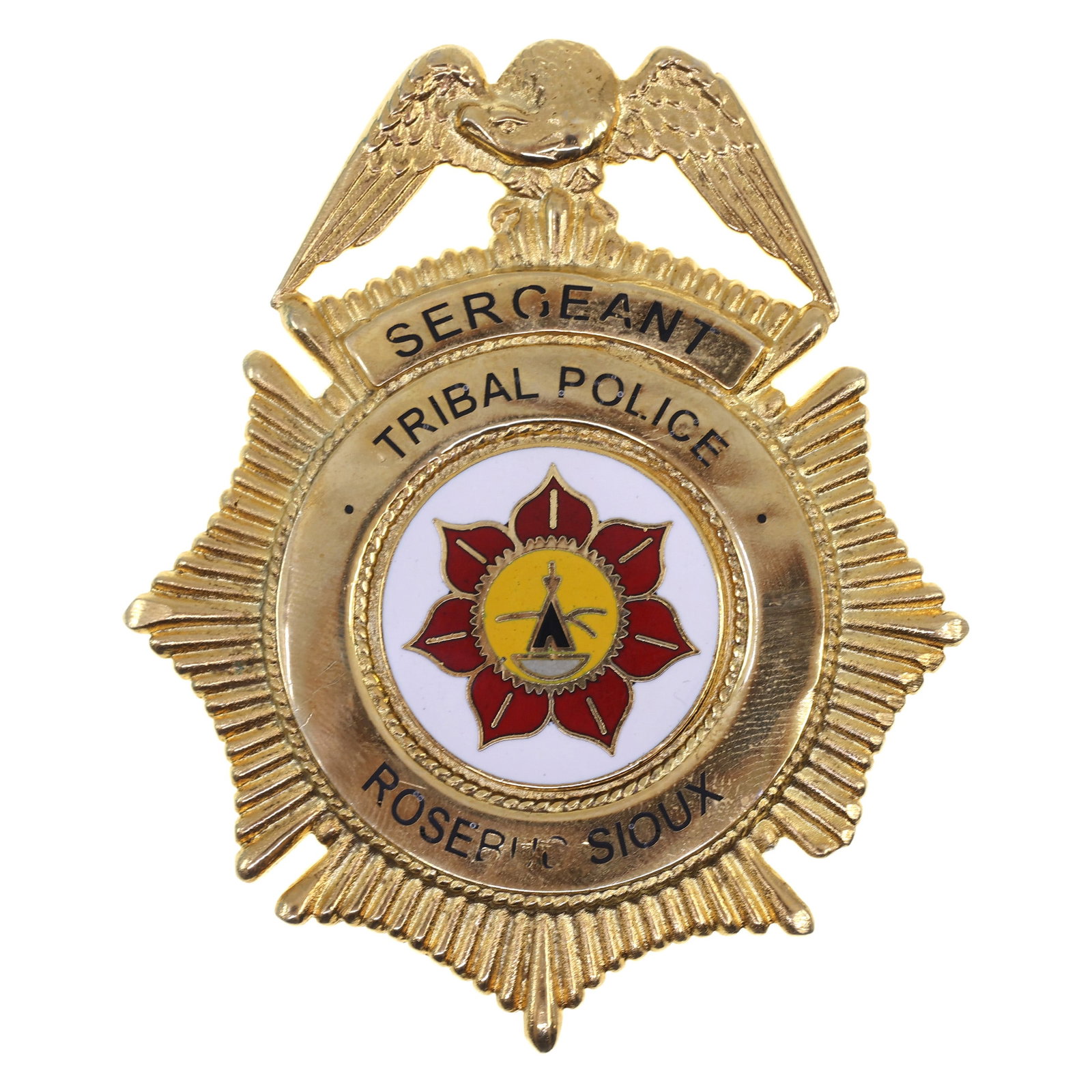 OBSOLETE ROSEBUD SIOUX TRIBAL POLICE SERGEANT BADGE (1 of 2)