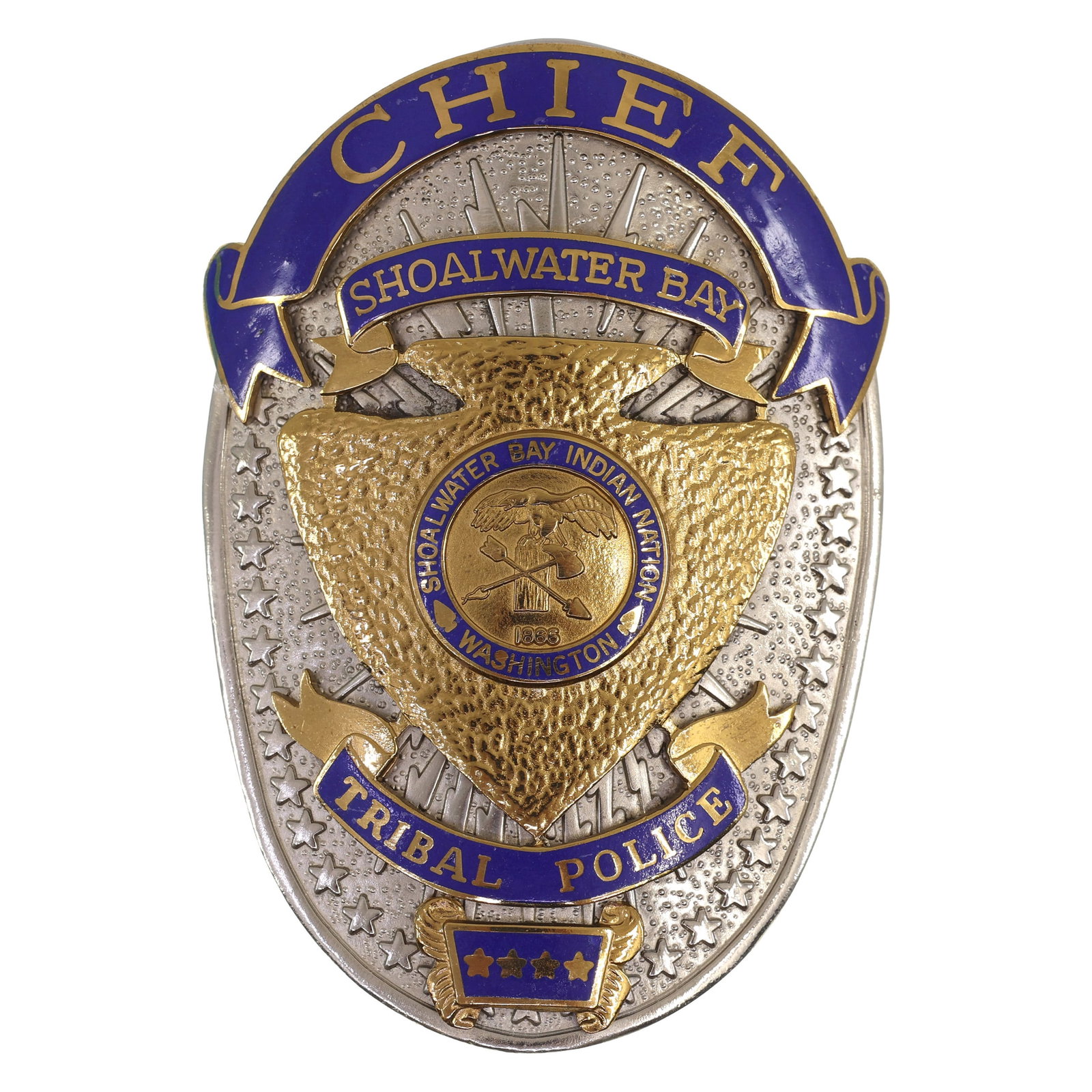 OBSOLETE SHOALWATER BAY WA TRIBAL POLICE CHIEF BADGE (1 of 2)