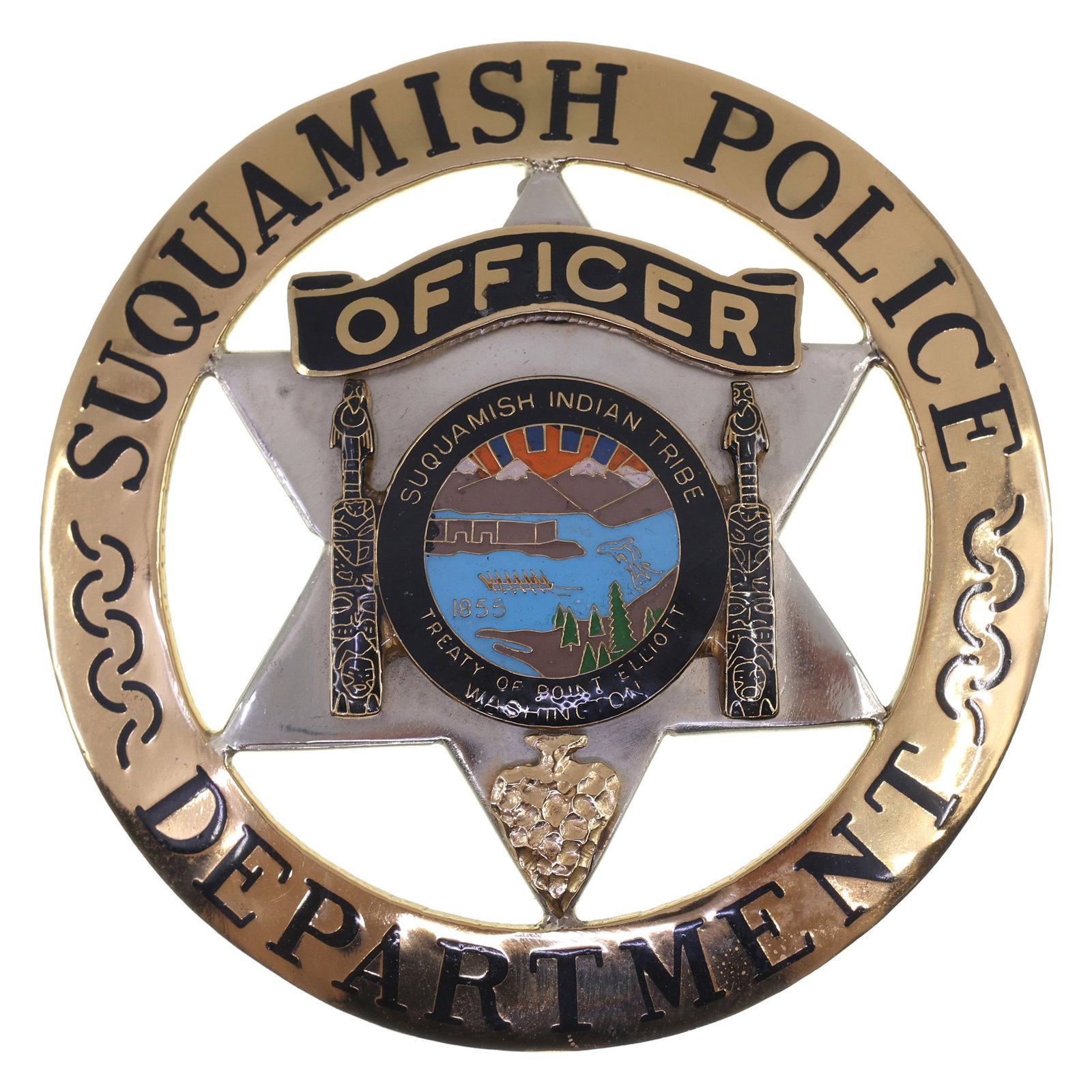 OBSOLETE SUQUAMISH POLICE DEPT OFFICER BADGE (1 of 2)