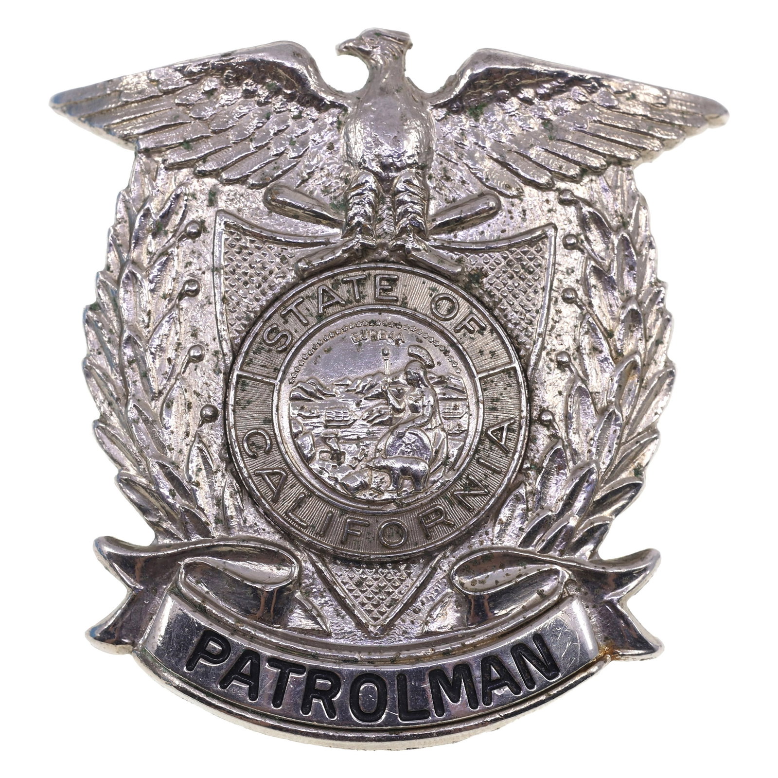 OBSOLETE CALIFORNIA PATROLMAN CAP BADGE (1 of 2)