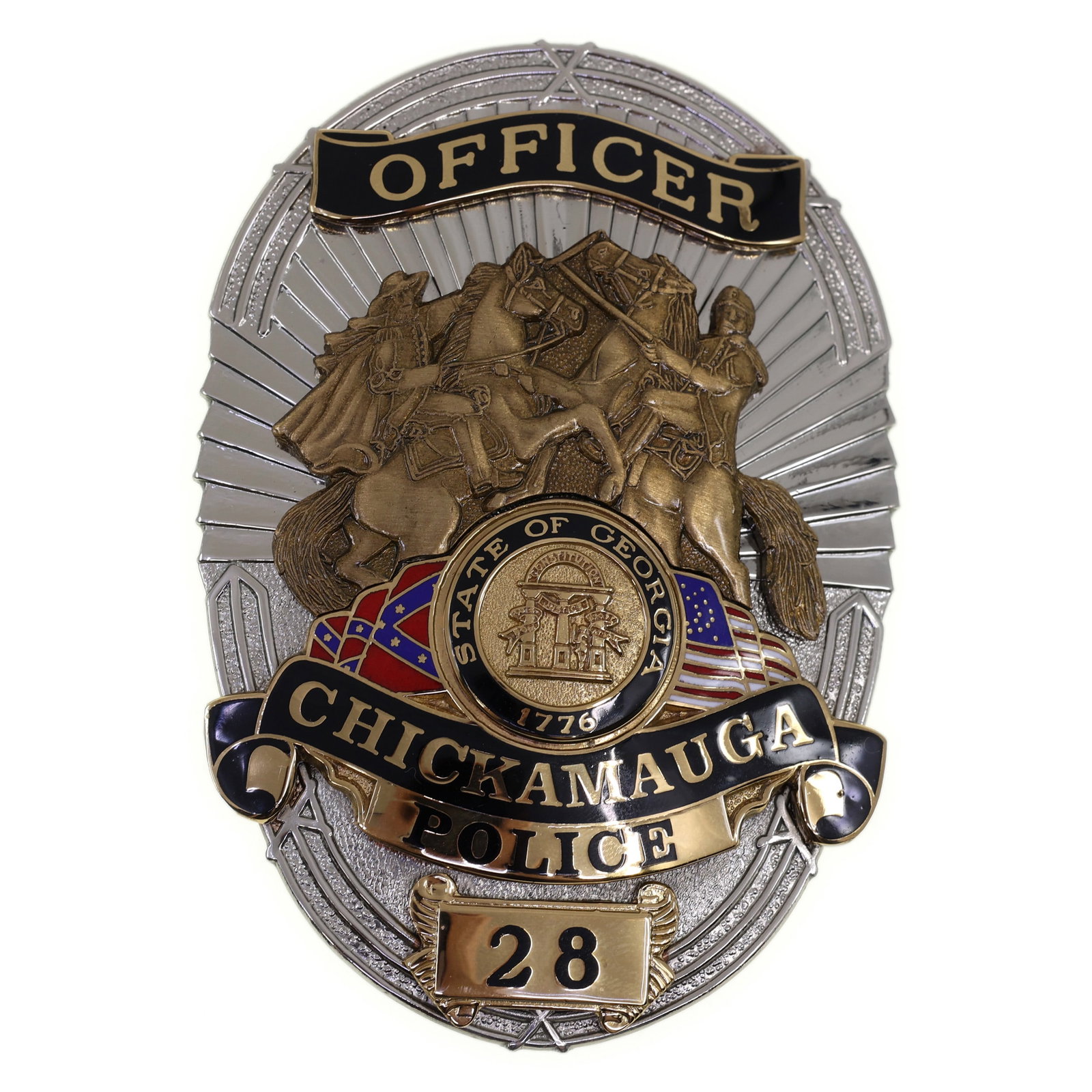 OBSOLETE CHICKAMAUGA GA POLICE OFFICER BADGE #28 (1 of 3)