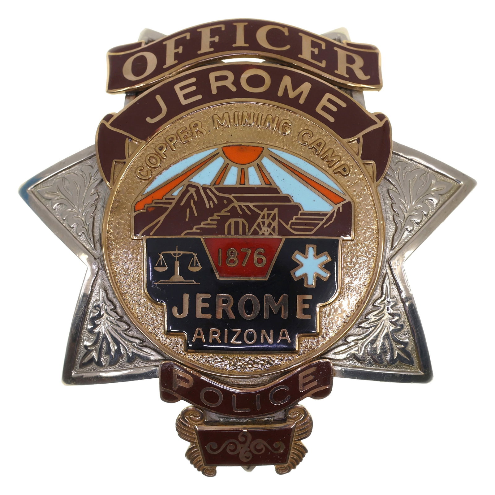 OBSOLETE JEROME AZ POLICE OFFICER BADGE (1 of 2)