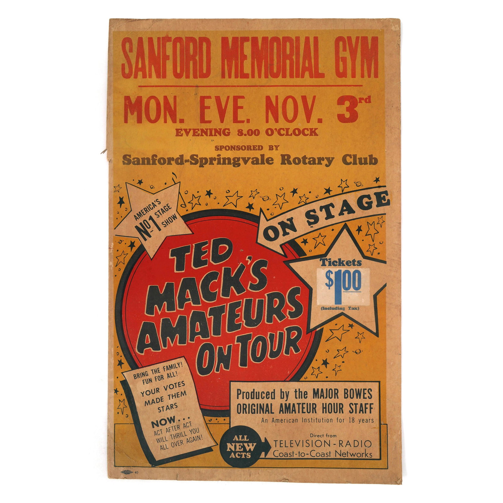 AMATEUR HOUR TED MACK TOUR ADVERTISEMENT POSTER (1 of 2)