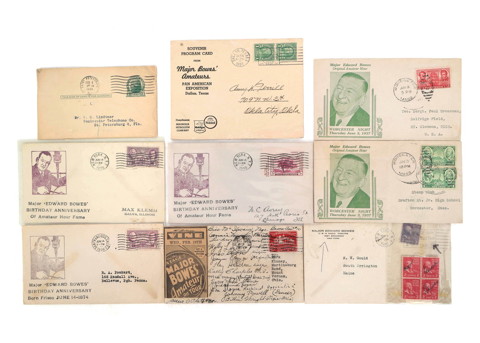 MAJOR BOWES' ORIGINAL AMATEUR HOUR COMMEMORATIVE COVERS (1 of 12)