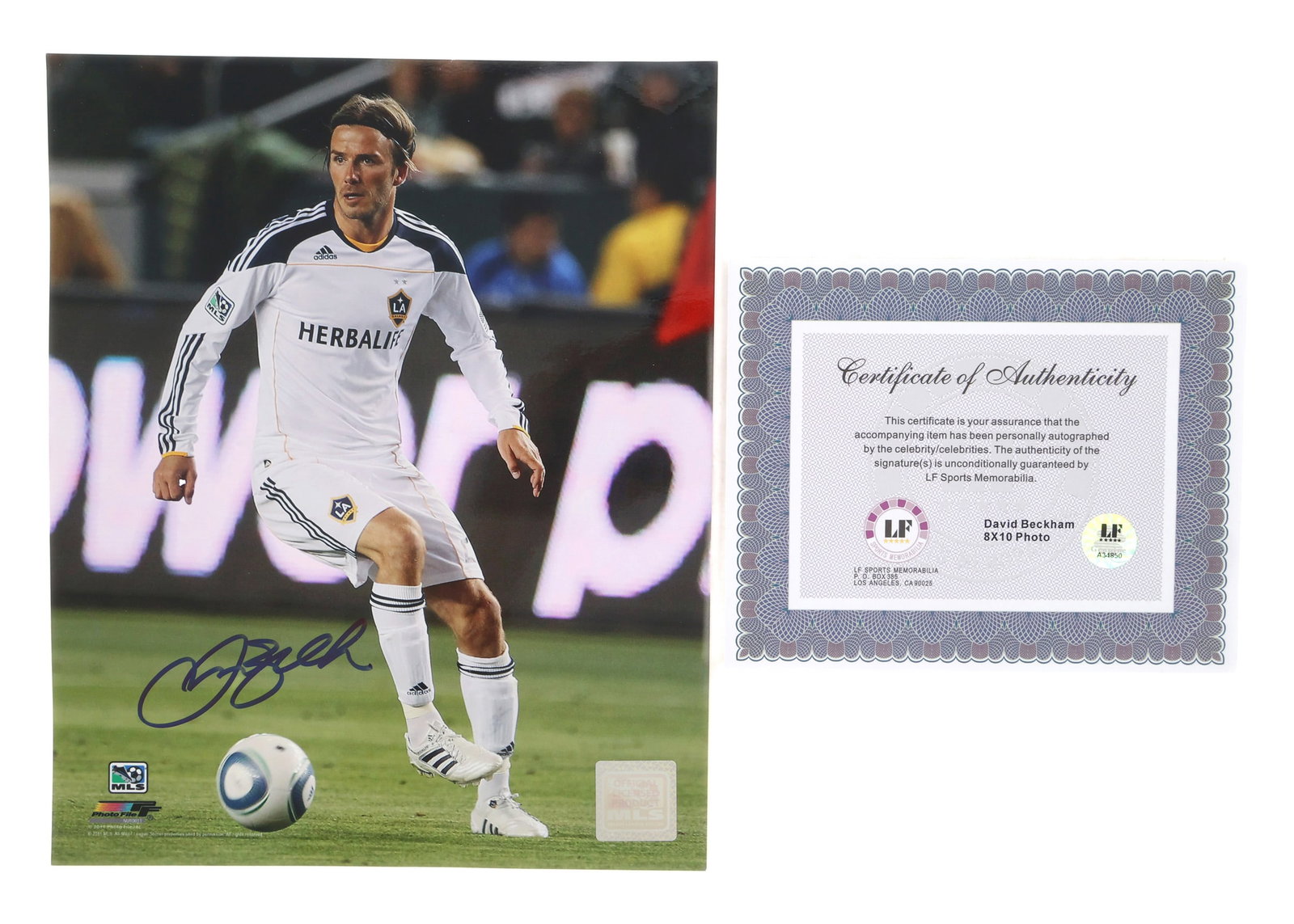 DAVID BECKHAM AUTOGRAPHED 8X10" PHOTO PRINT WITH COA: DAVID BECKHAM AUTOGRAPHED 8X10" PHOTO PRINT WITH COA LF Sports Memorabilia authenticated David Beckham autographed/signed 8 x 10" photo print. Includes LF Sports Memorabilia certificate