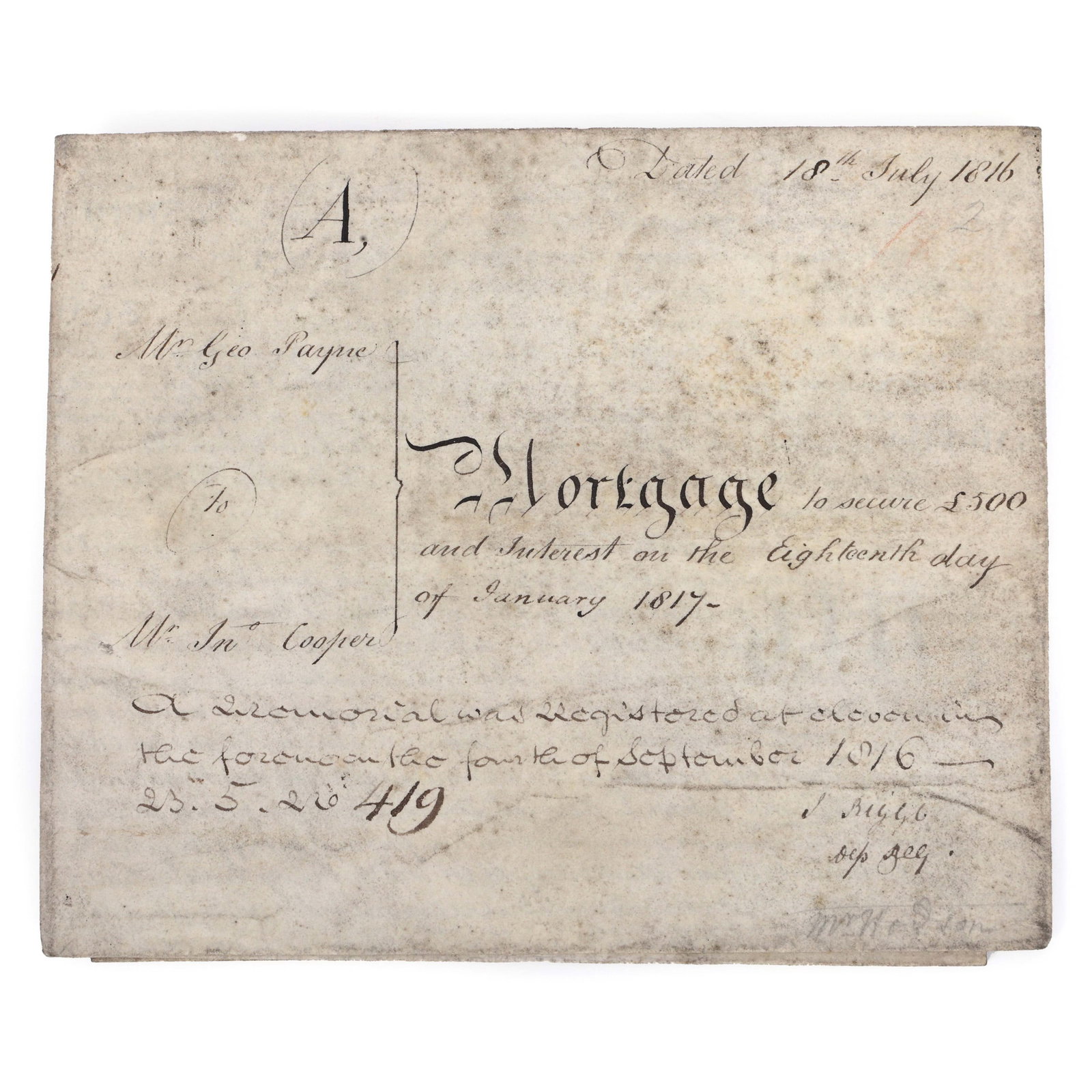1816 BRITISH MORTGAGE DOCUMENT (1 of 9)