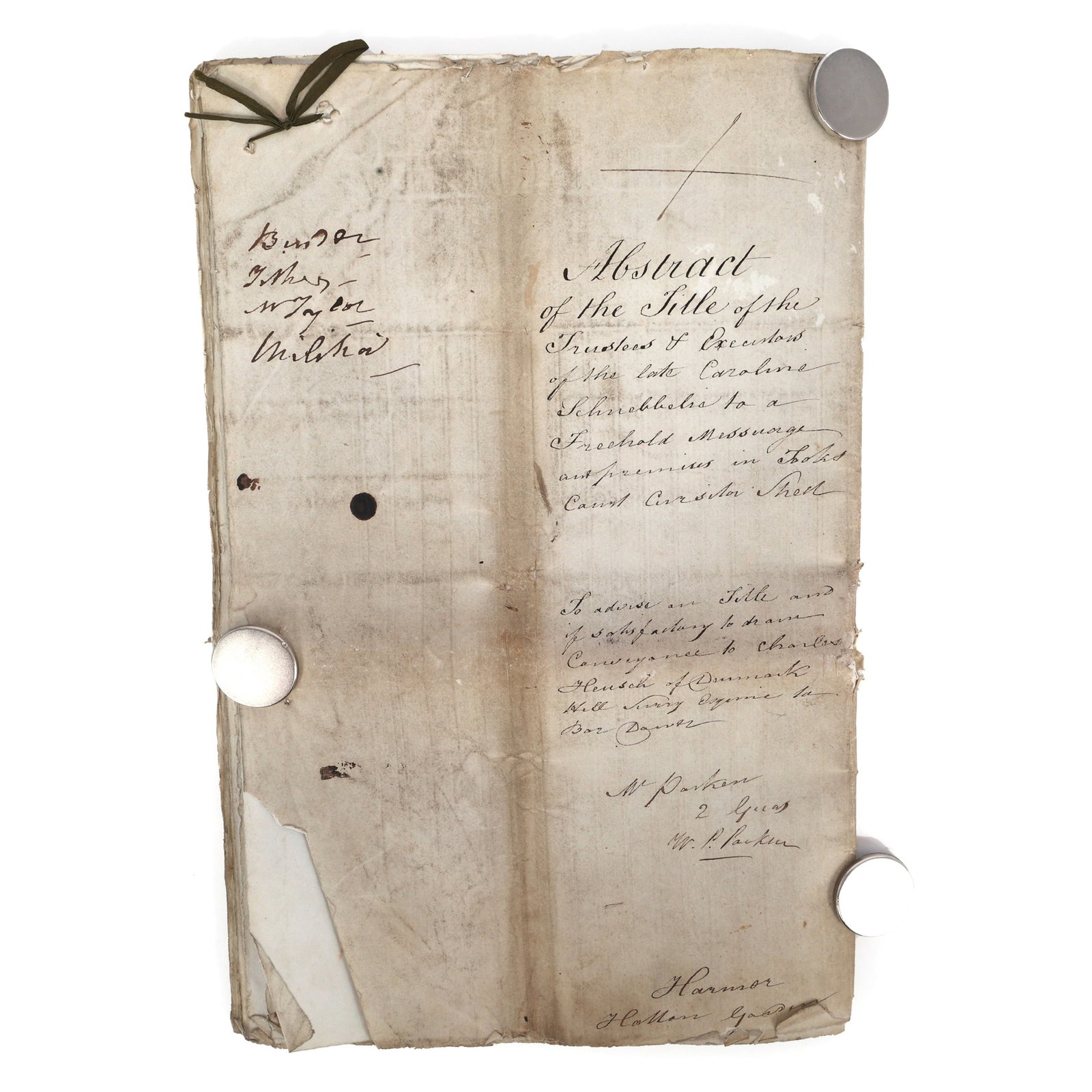 LATE 17TH TO MID 19TH C. BRITISH ABSTRACT DOCUMENT (1 of 18)