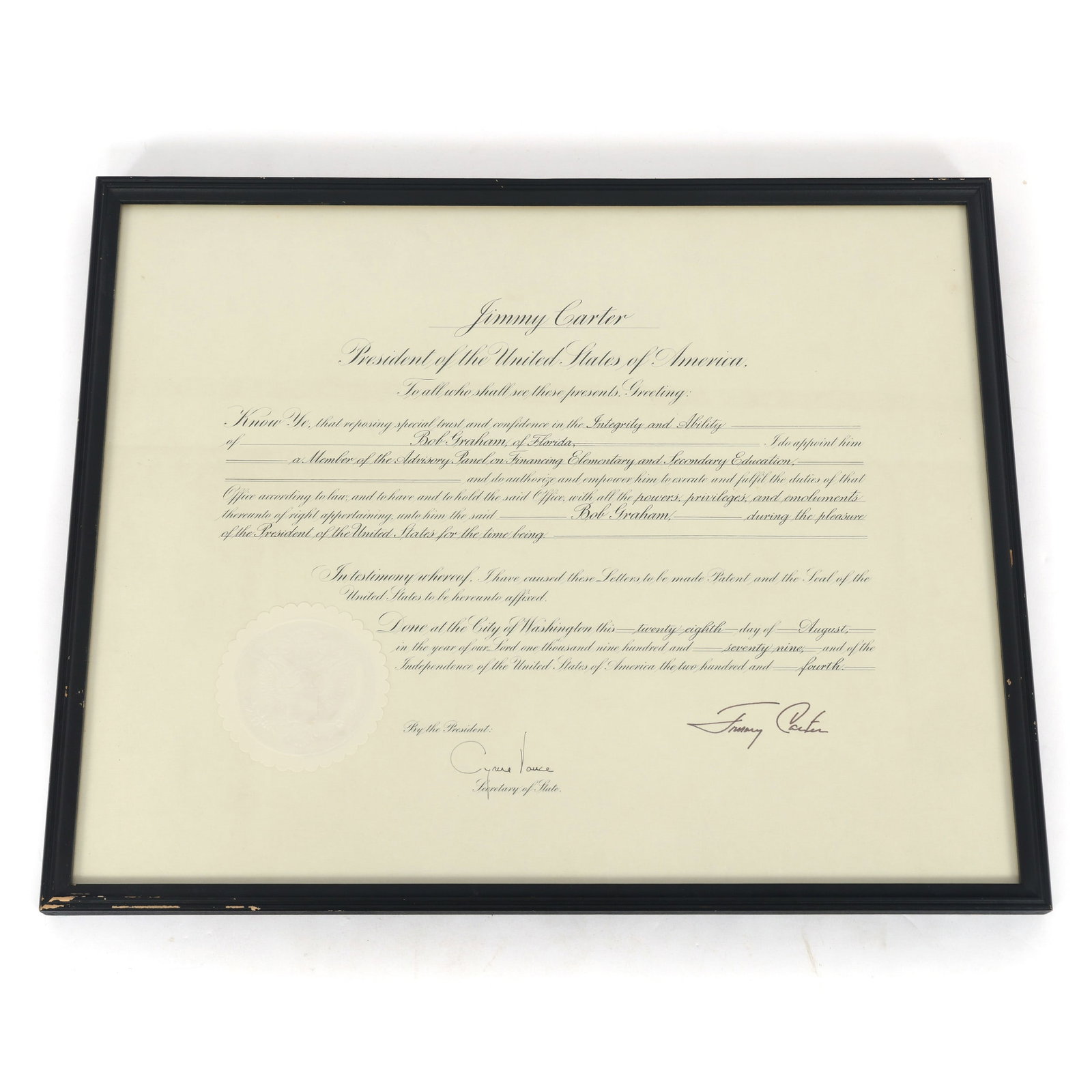 1979 APPOINTMENT DOCUMENT FOR BOB GRAHAM (1 of 2)