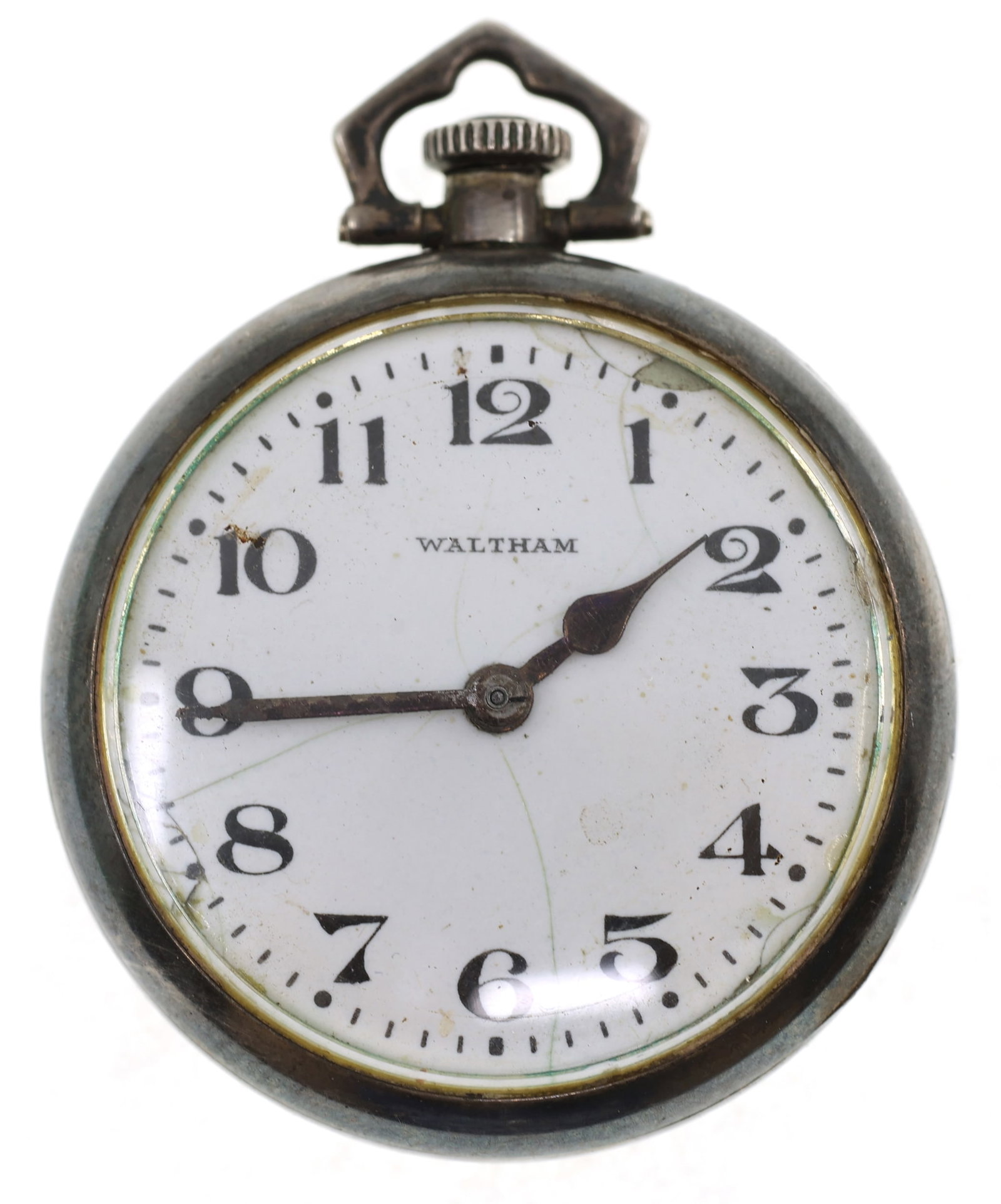 WALTHAM STERLING SILVER CASE POCKET WATCH: WALTHAM STERLING SILVER CASE POCKET WATCH Waltham sterling silver open face case pocket watch: Arabic numerals Movement/Serial #: 26381022 7 jewels Case #: 308