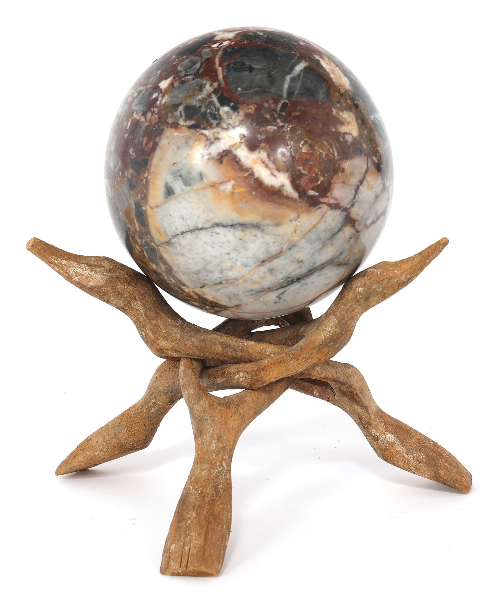 MARBLE SPHERE ON WOOD BASE (1 of 6)