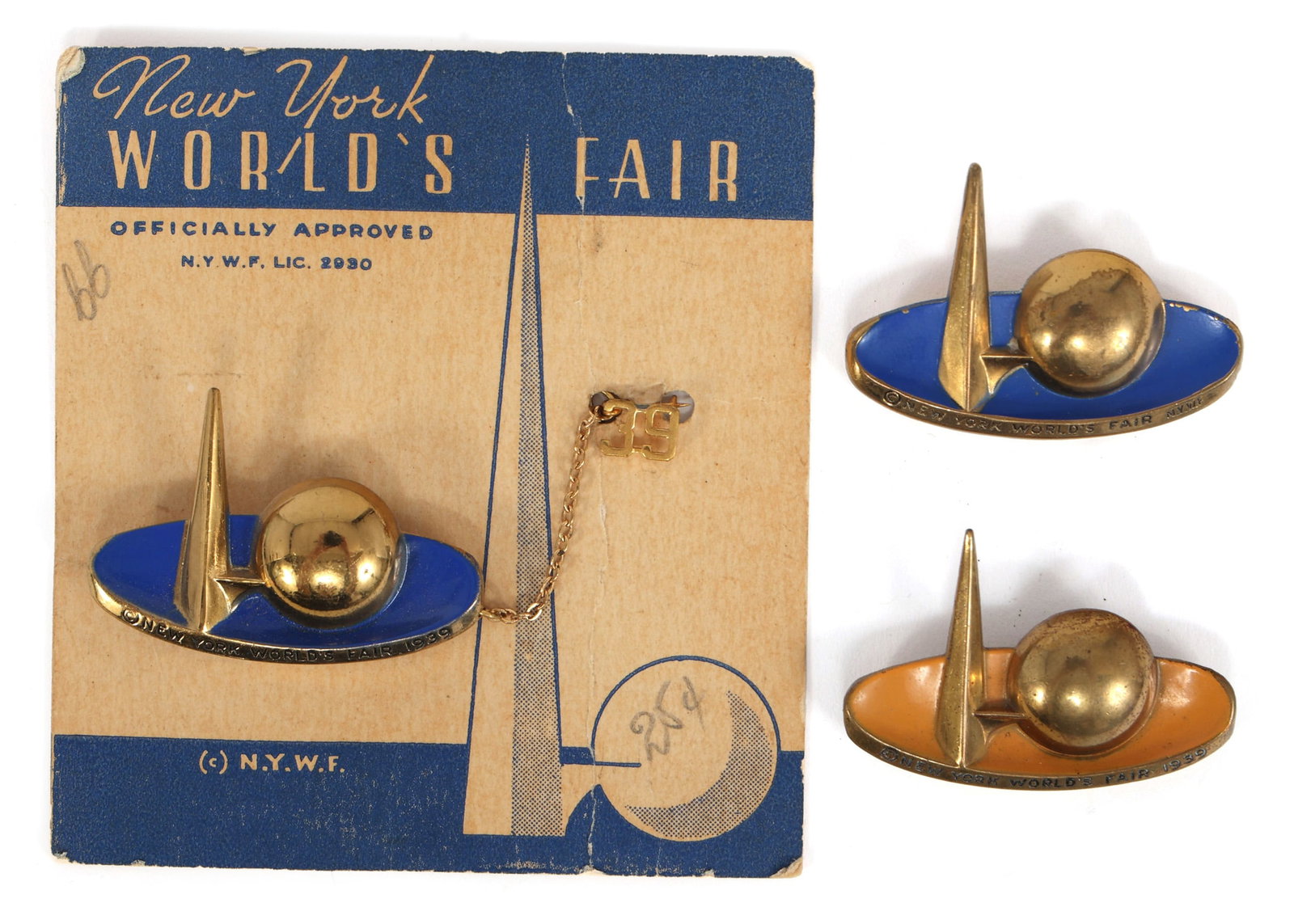 NEW YORK WORLD'S FAIR 1939 ART DECO ENAMEL BROOCHES (1 of 2)