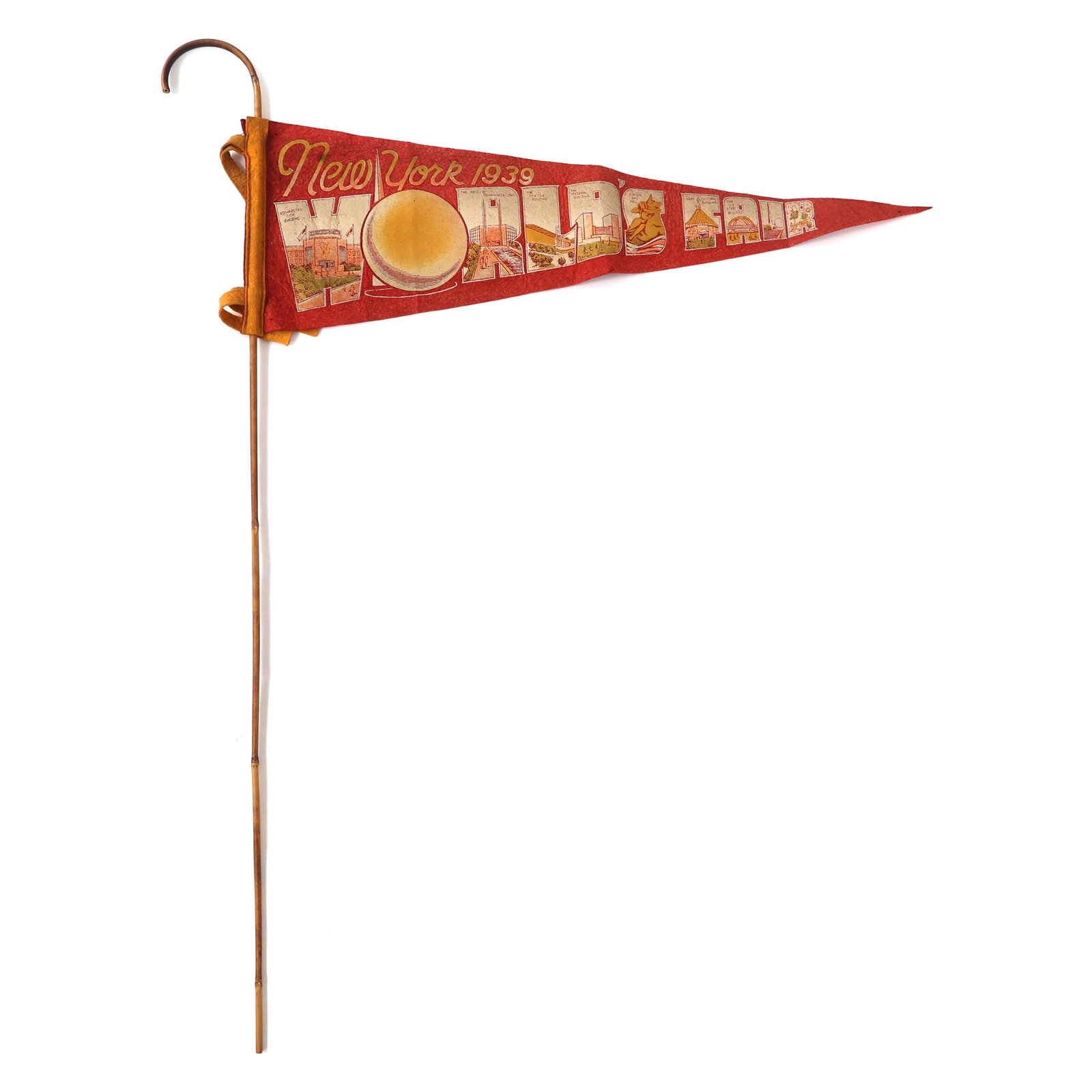 NEW YORK WORLD'S FAIR 1939 RED FELT PENNANT FLAG (1 of 6)