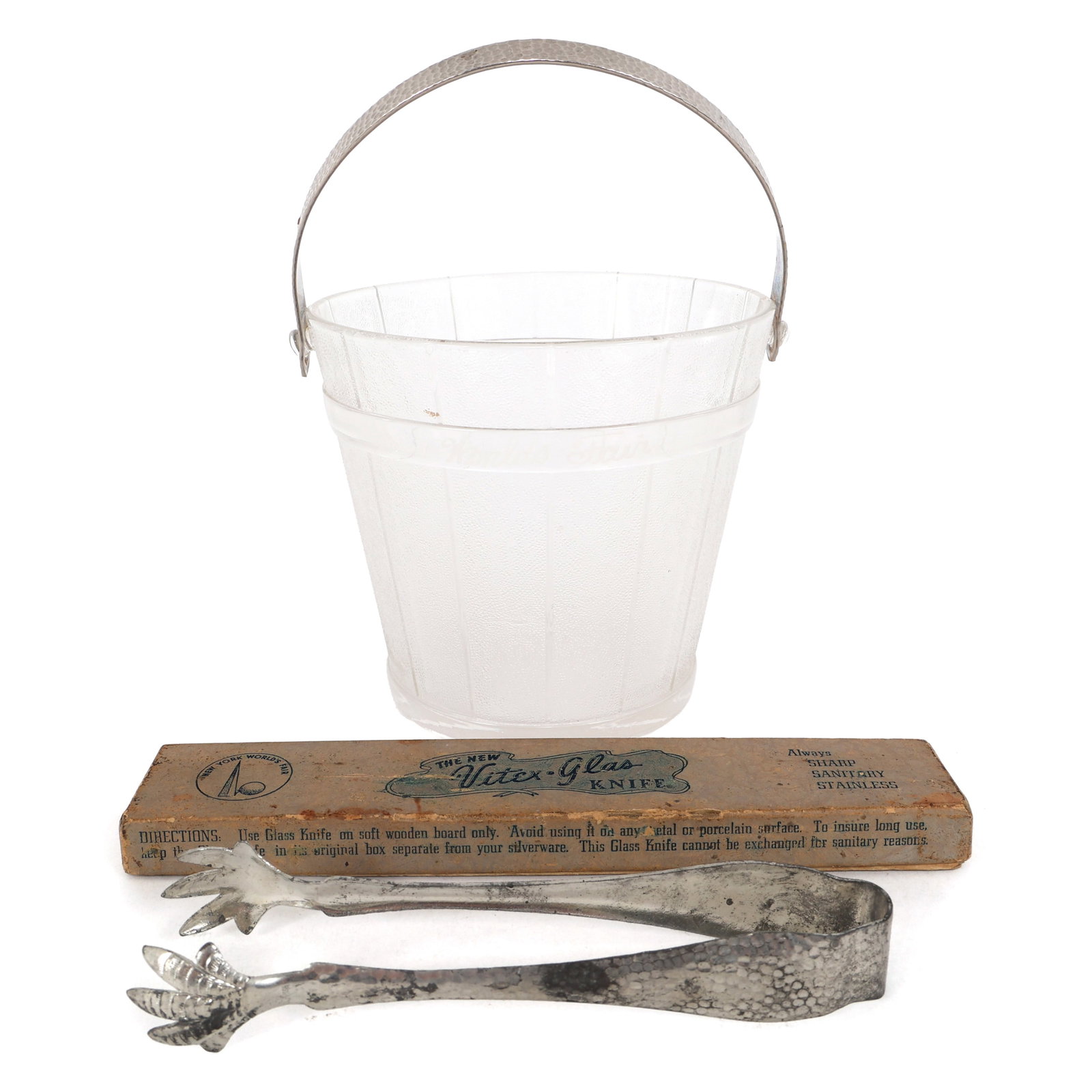 NEW YORK WORLD'S FAIR 1939 GLASS ICE BUCKET & KNIFE (1 of 15)