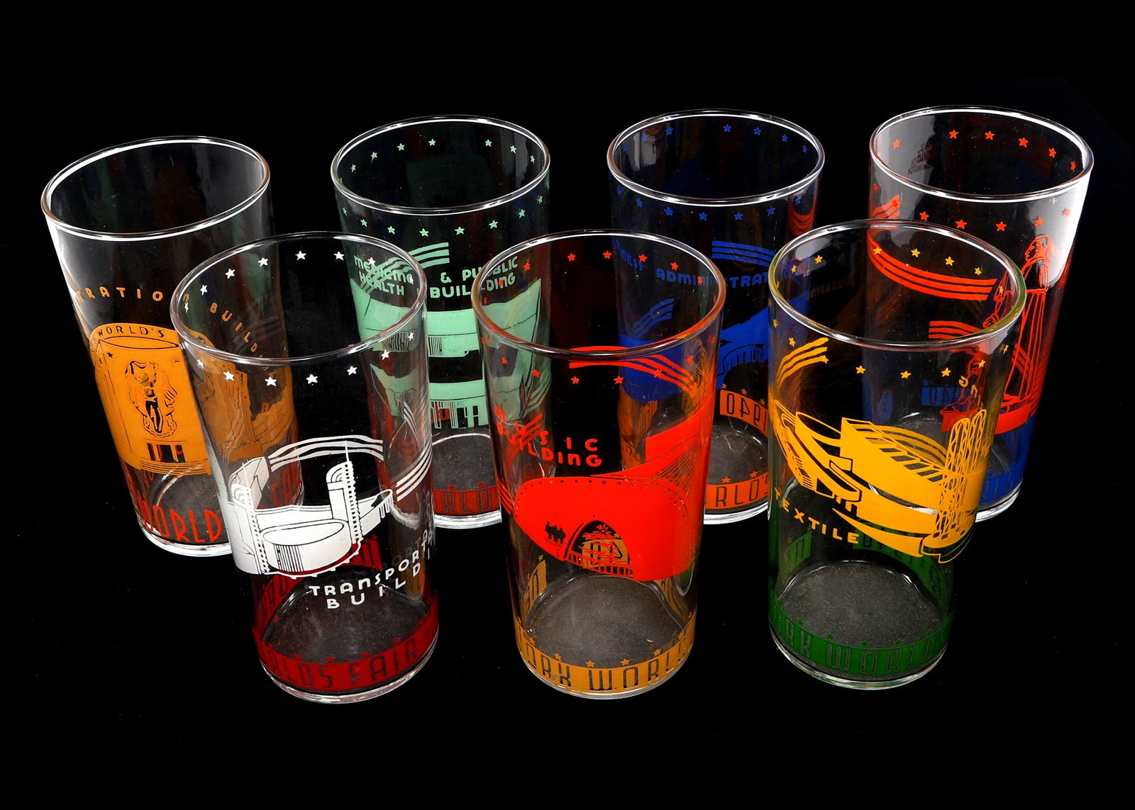 NEW YORK WORLD'S FAIR 1939 LIBBEY SOUVENIR GLASSES (1 of 7)