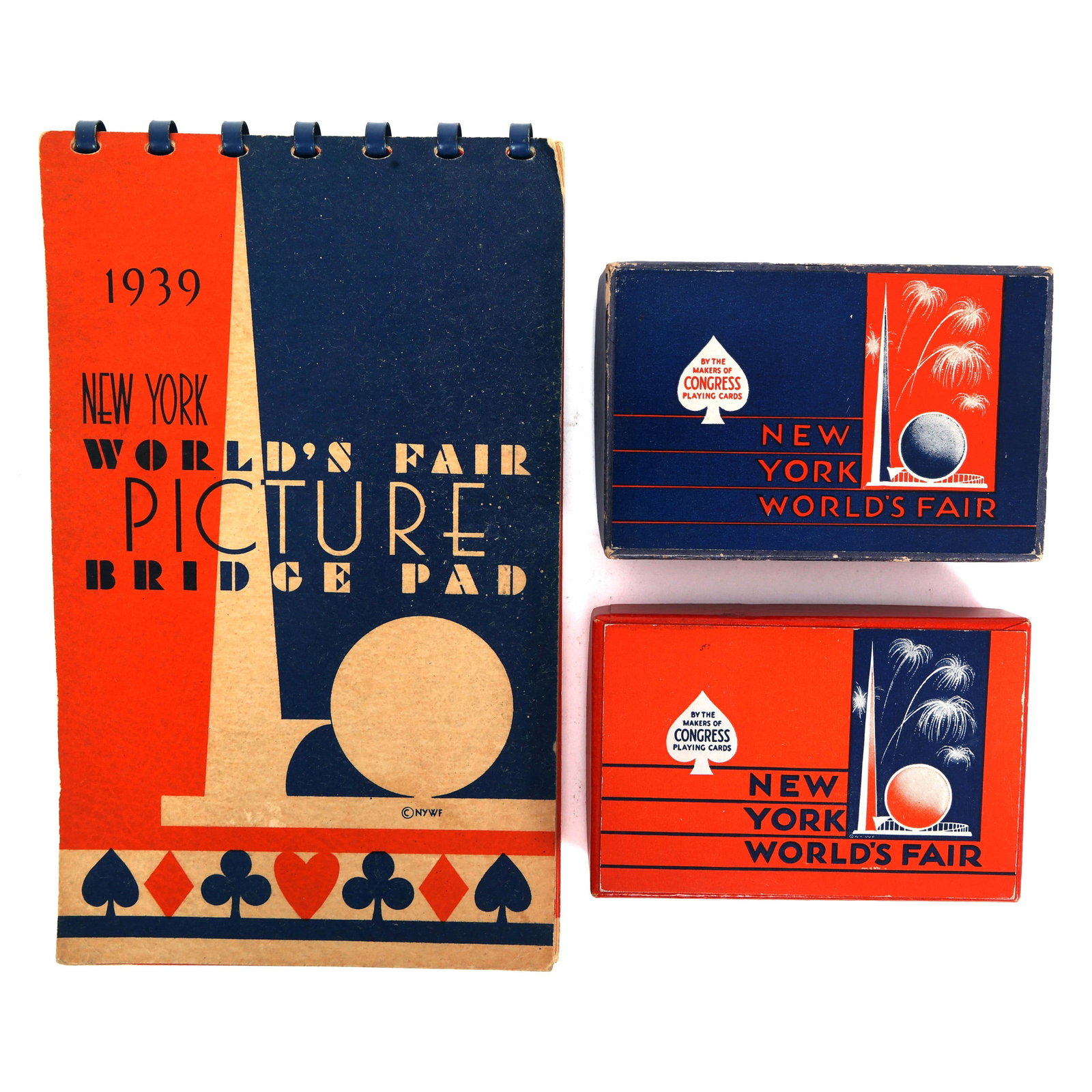 NEW YORK WORLD'S FAIR 1939 PLAYING CARDS AND BRIDGE PAD (1 of 10)