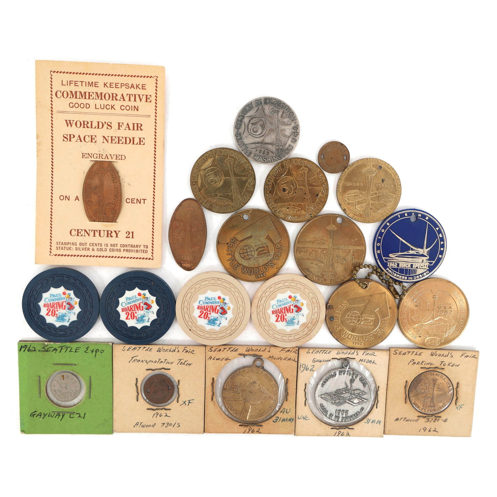 SEATTLE WORLD'S FAIR 1962 TOKENS & COMMEMORATIVE COINS (1 of 11)