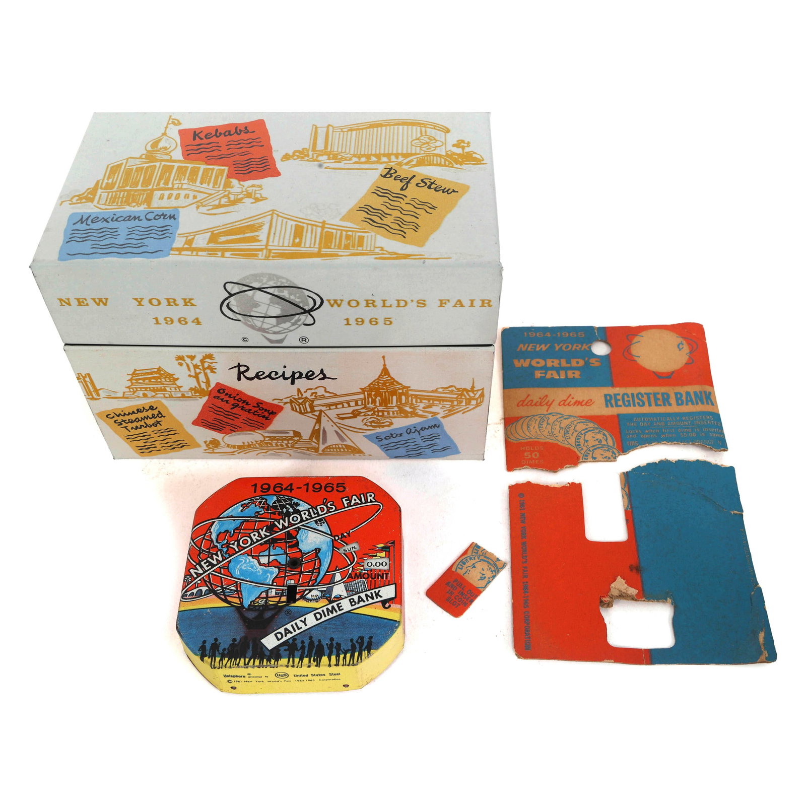 NEW YORK WORLD'S FAIR 1964 DIME BANK & RECIPE BOX (1 of 13)